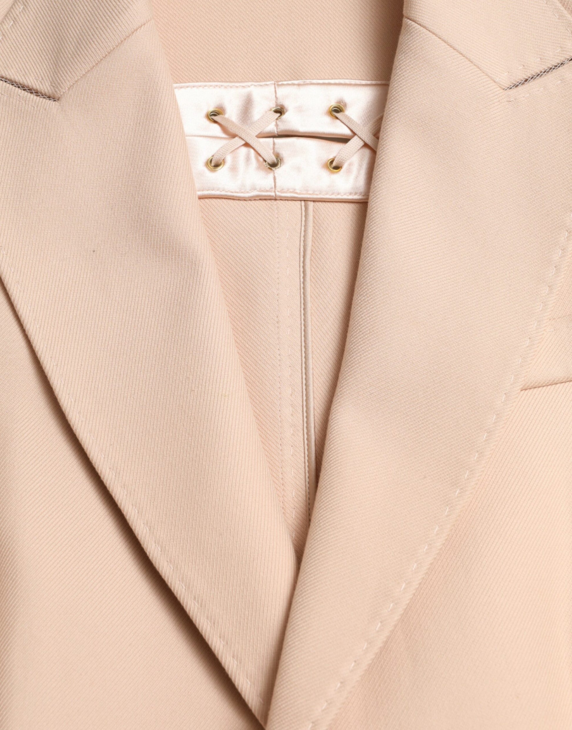 Dolce & Gabbana Manteau long veste beige en coton à boutonnage simple