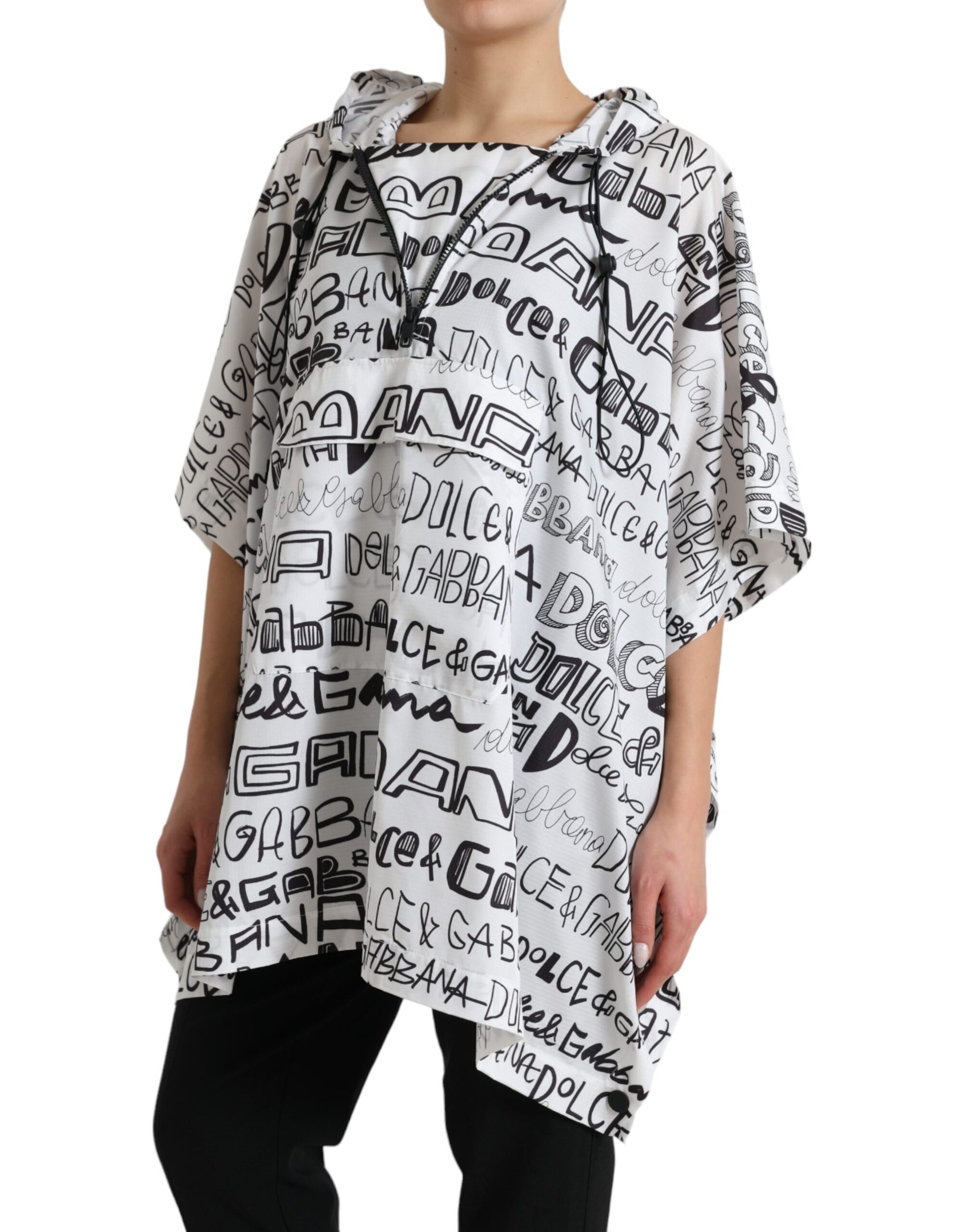 Haut t-shirt blouson à capuche blanc imprimé logo Dolce & Gabbana