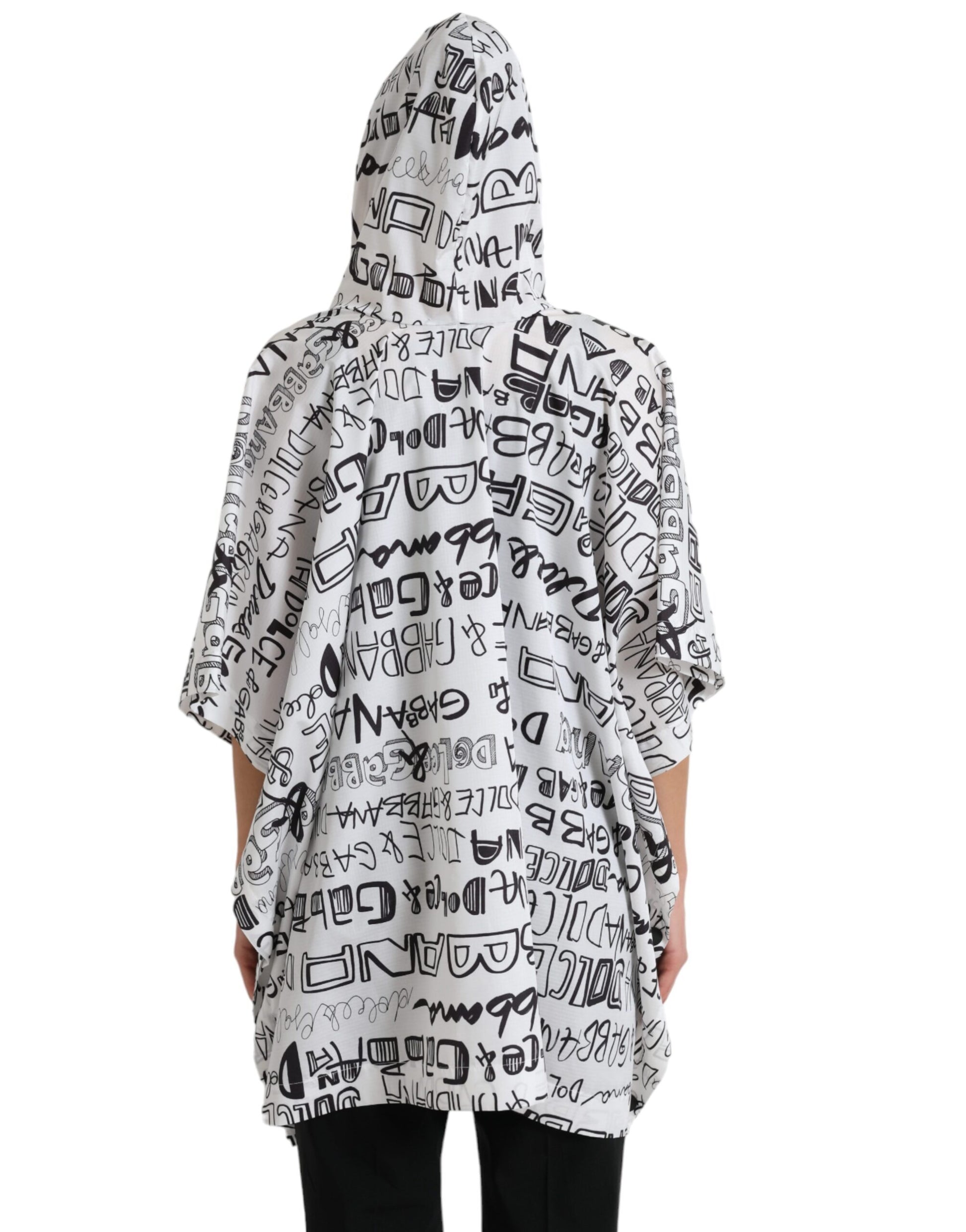 Haut t-shirt blouson à capuche blanc imprimé logo Dolce & Gabbana