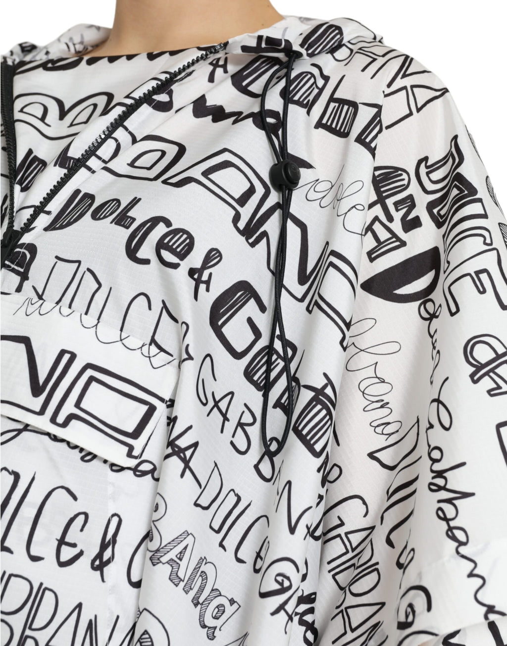 Haut t-shirt blouson à capuche blanc imprimé logo Dolce & Gabbana