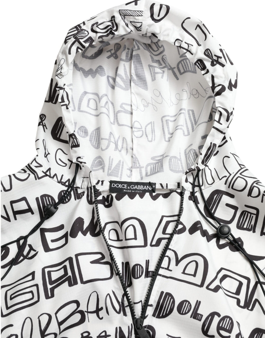 Haut t-shirt blouson à capuche blanc imprimé logo Dolce & Gabbana