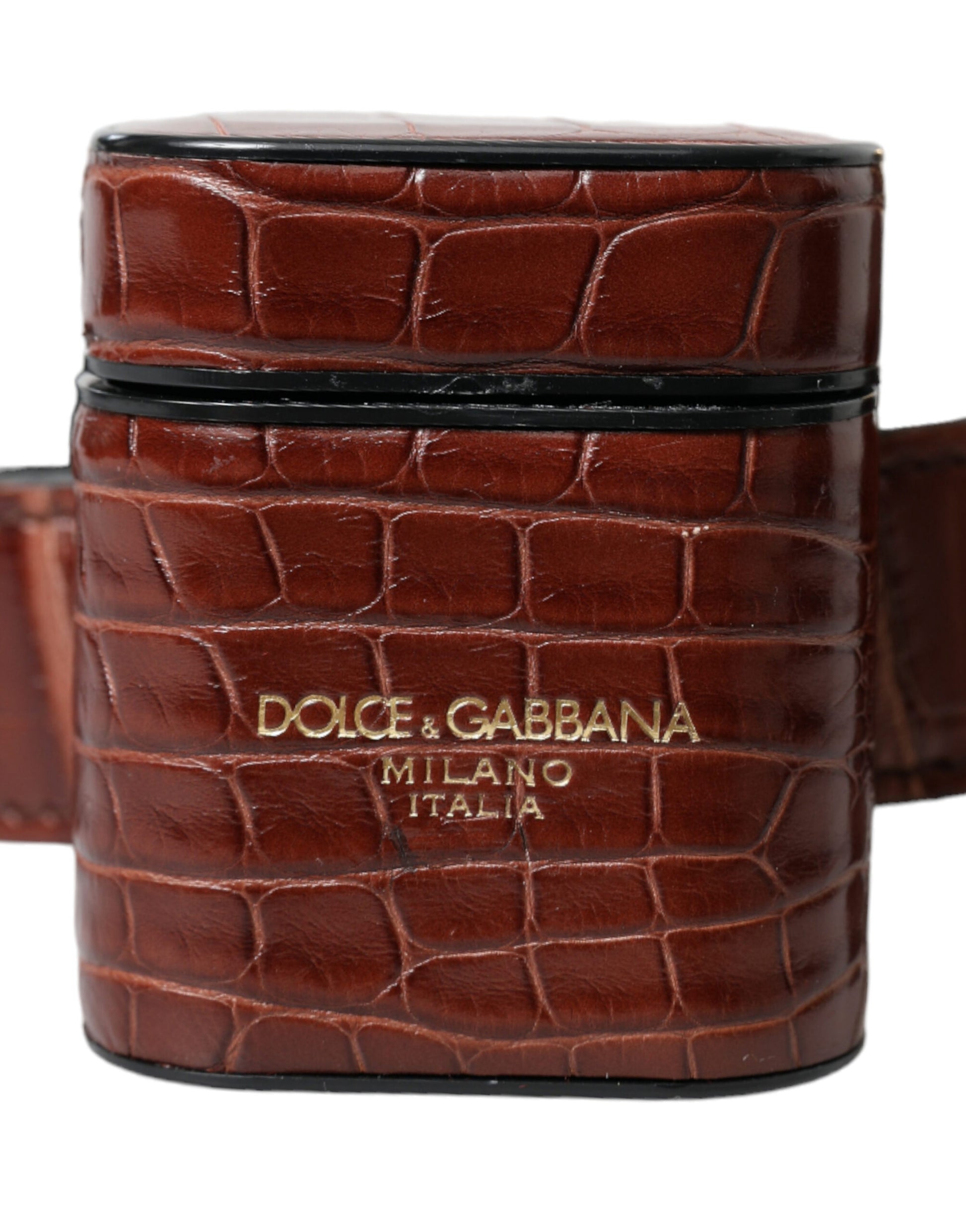 Étui à Airpods Portefeuille Porte-monnaie Dolce & Gabbana en Cuir d'Alligator Marron