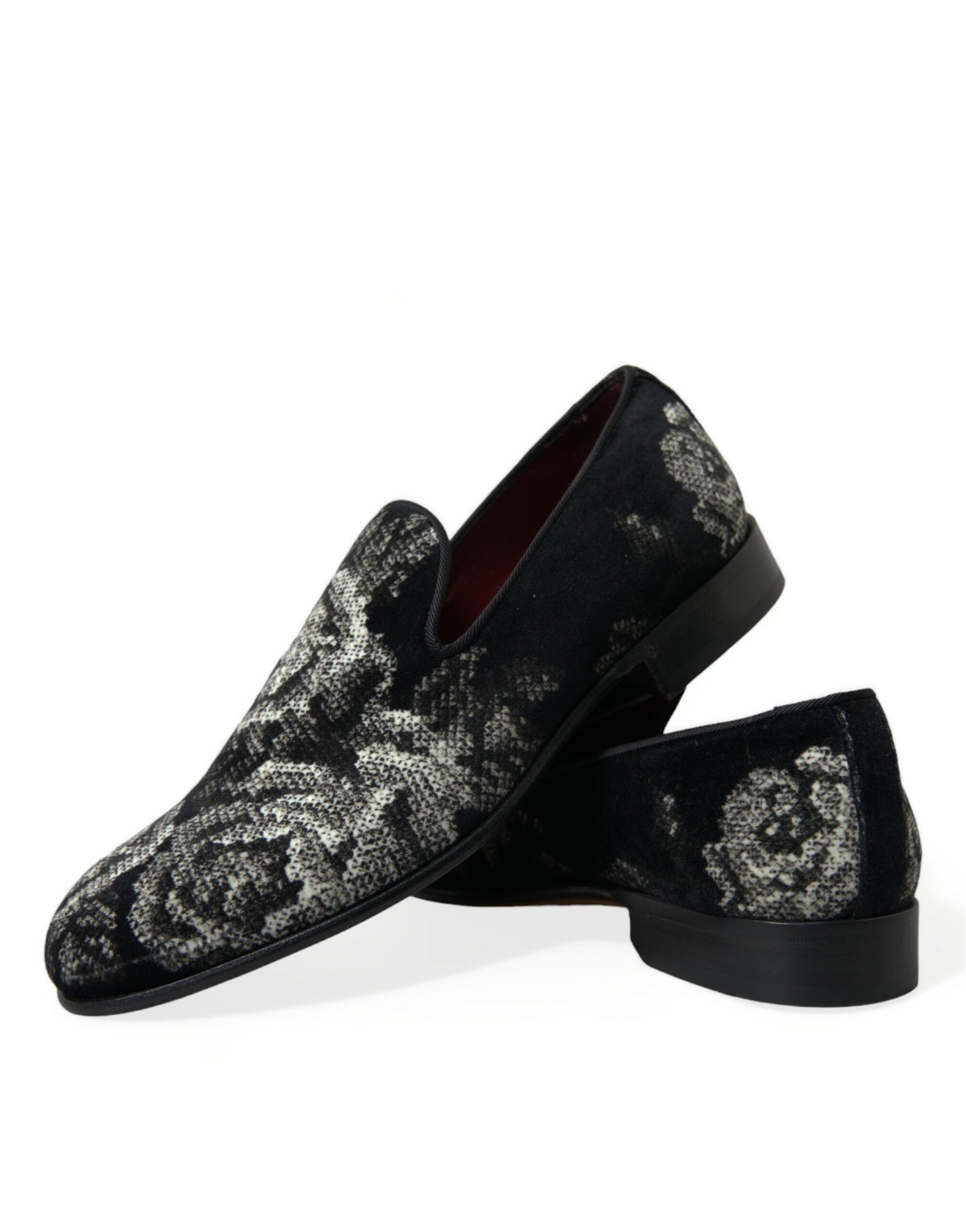 Mocassins Dolce & Gabbana noirs à fleurs pour hommes