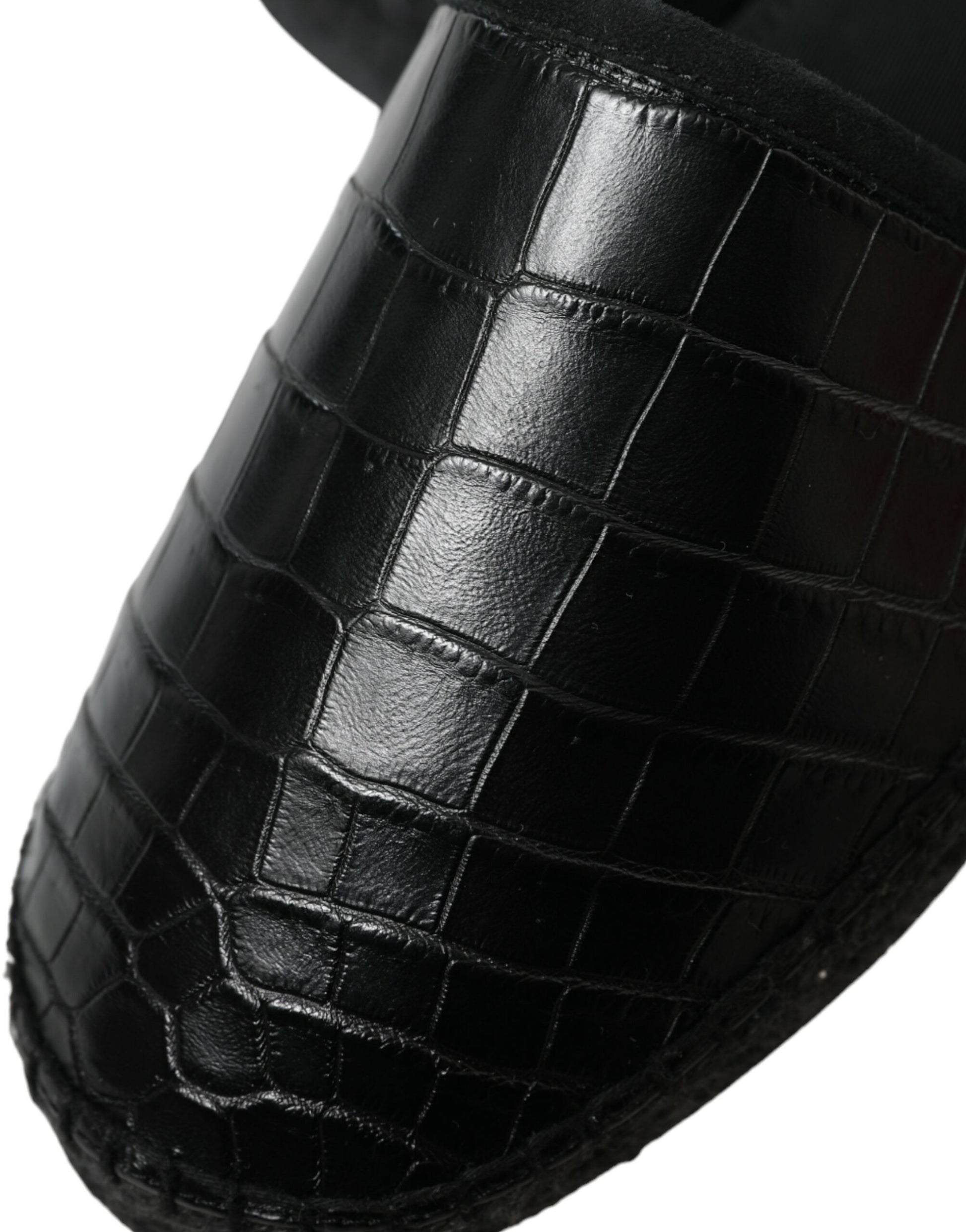 Chaussures espadrilles à enfiler en cuir exotique noir Dolce & Gabbana
