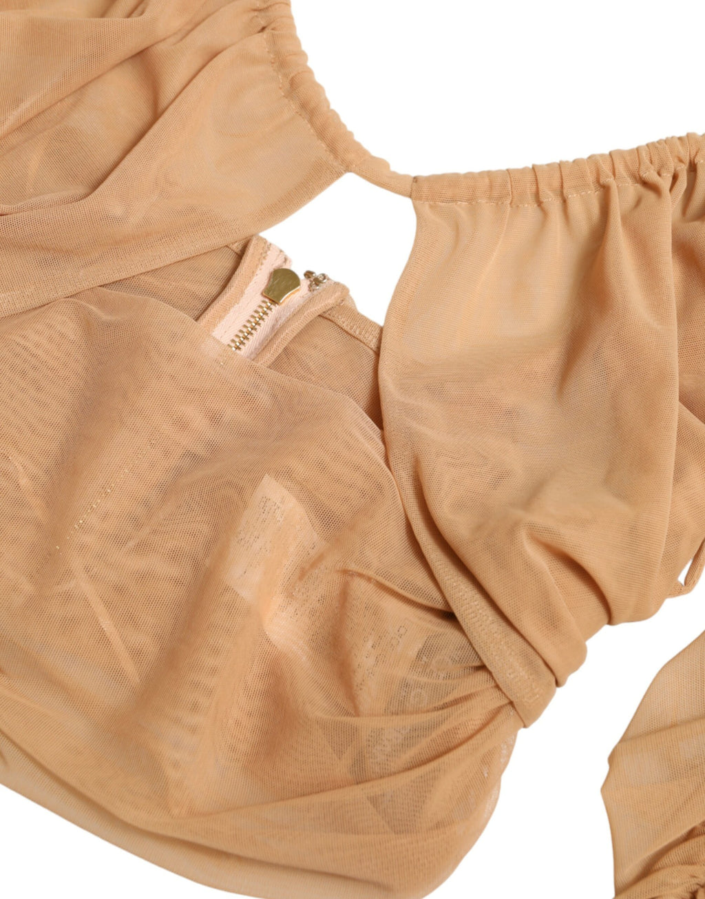 Top court Dolce & Gabbana en nylon stretch marron à épaules dénudées