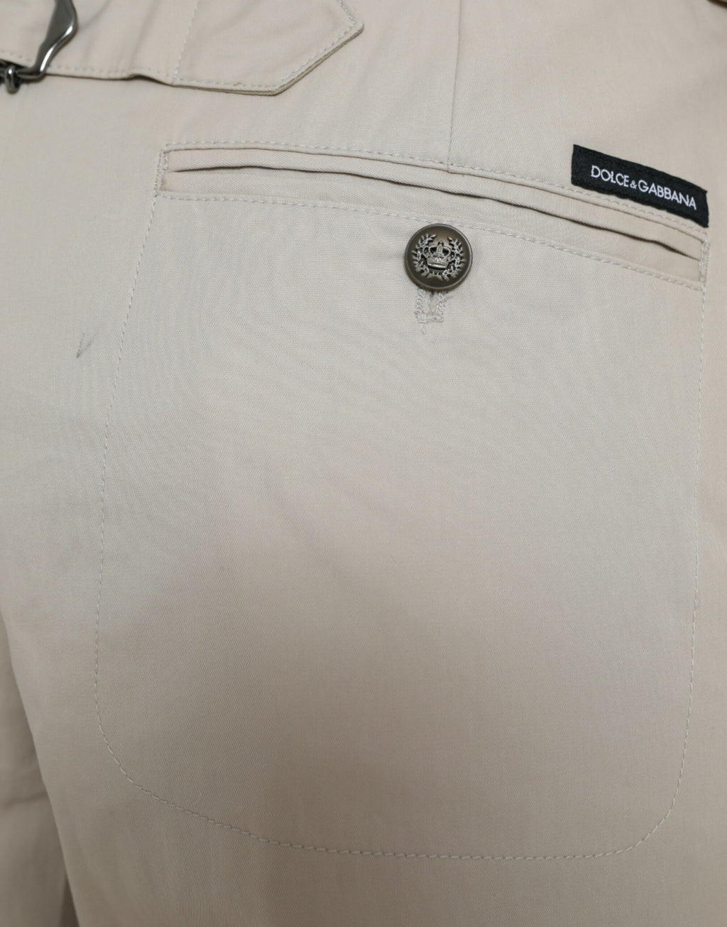 Pantalon fuselé taille haute en coton beige Dolce & Gabbana