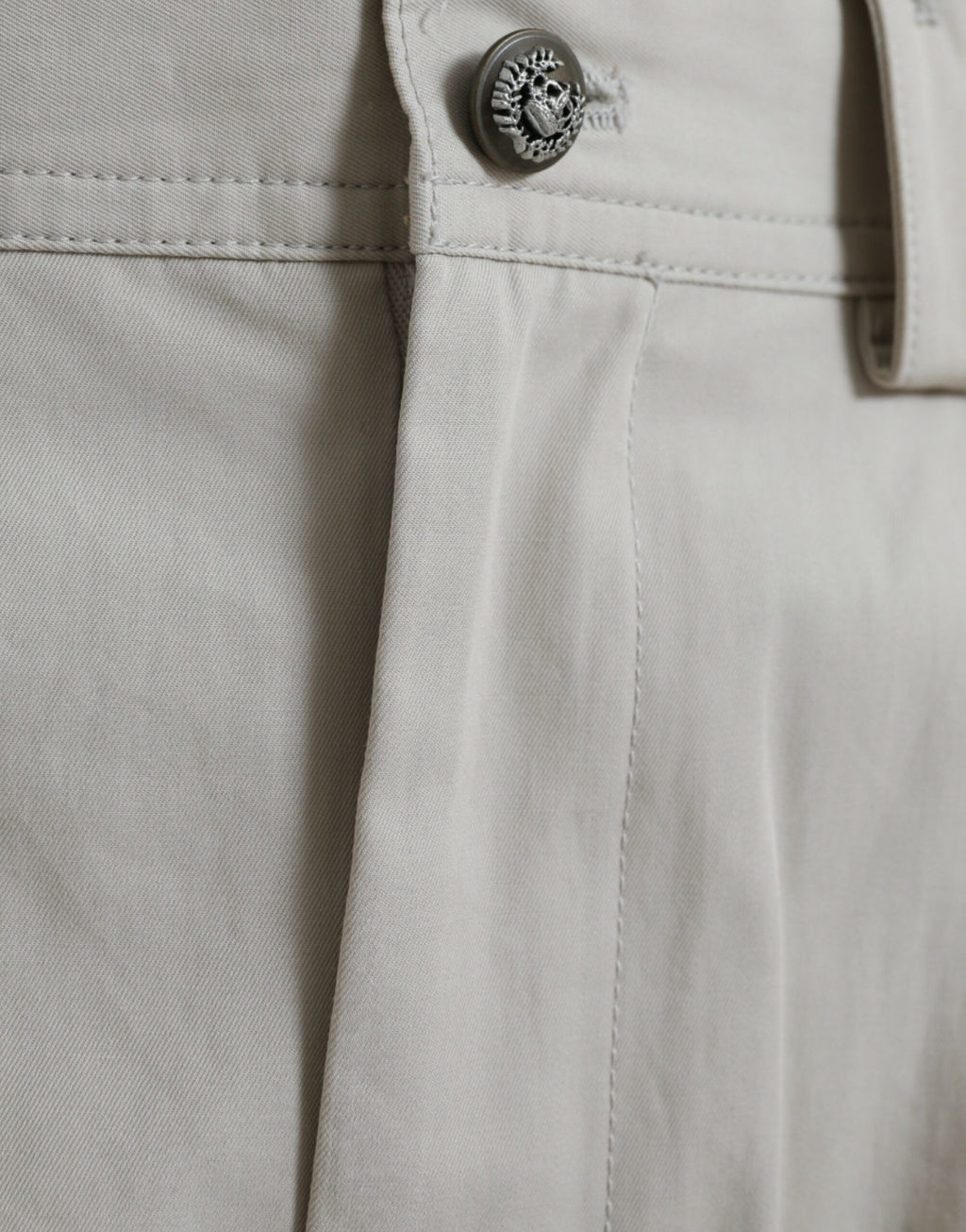 Pantalon fuselé taille haute en coton beige Dolce & Gabbana