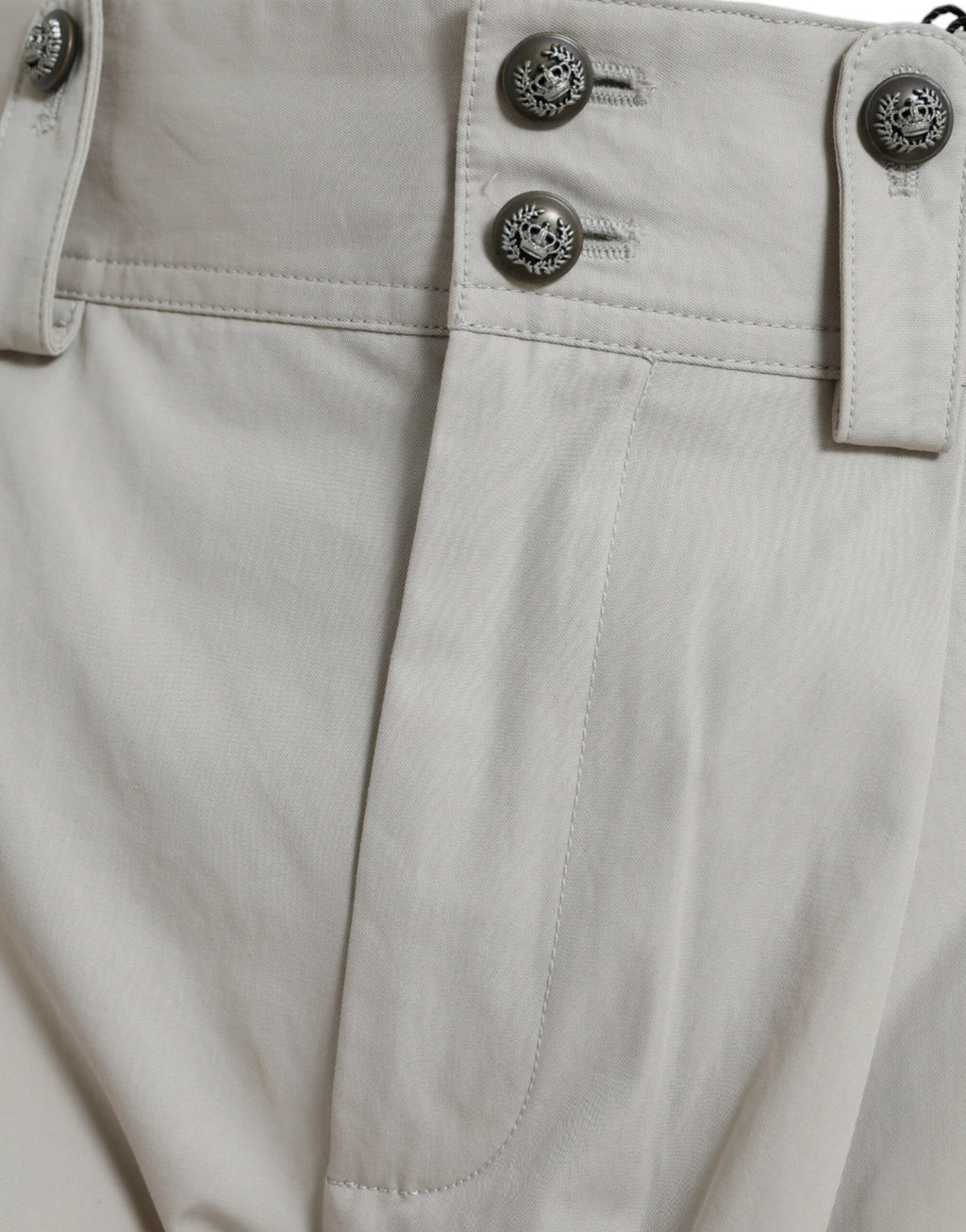 Pantalon fuselé taille haute en coton beige Dolce & Gabbana