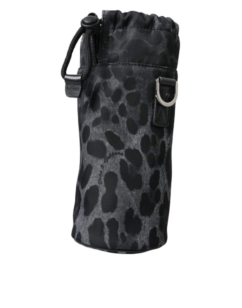 Dolce &amp; Gabbana – Runde, schmale Tragetasche mit Flaschenhalter und schwarzem Leopardenmuster
