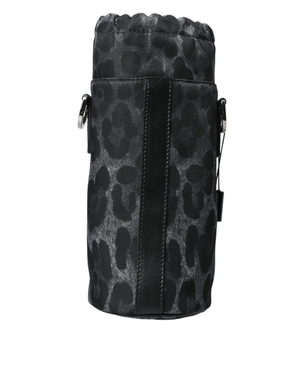 Dolce &amp; Gabbana – Runde, schmale Tragetasche mit Flaschenhalter und schwarzem Leopardenmuster