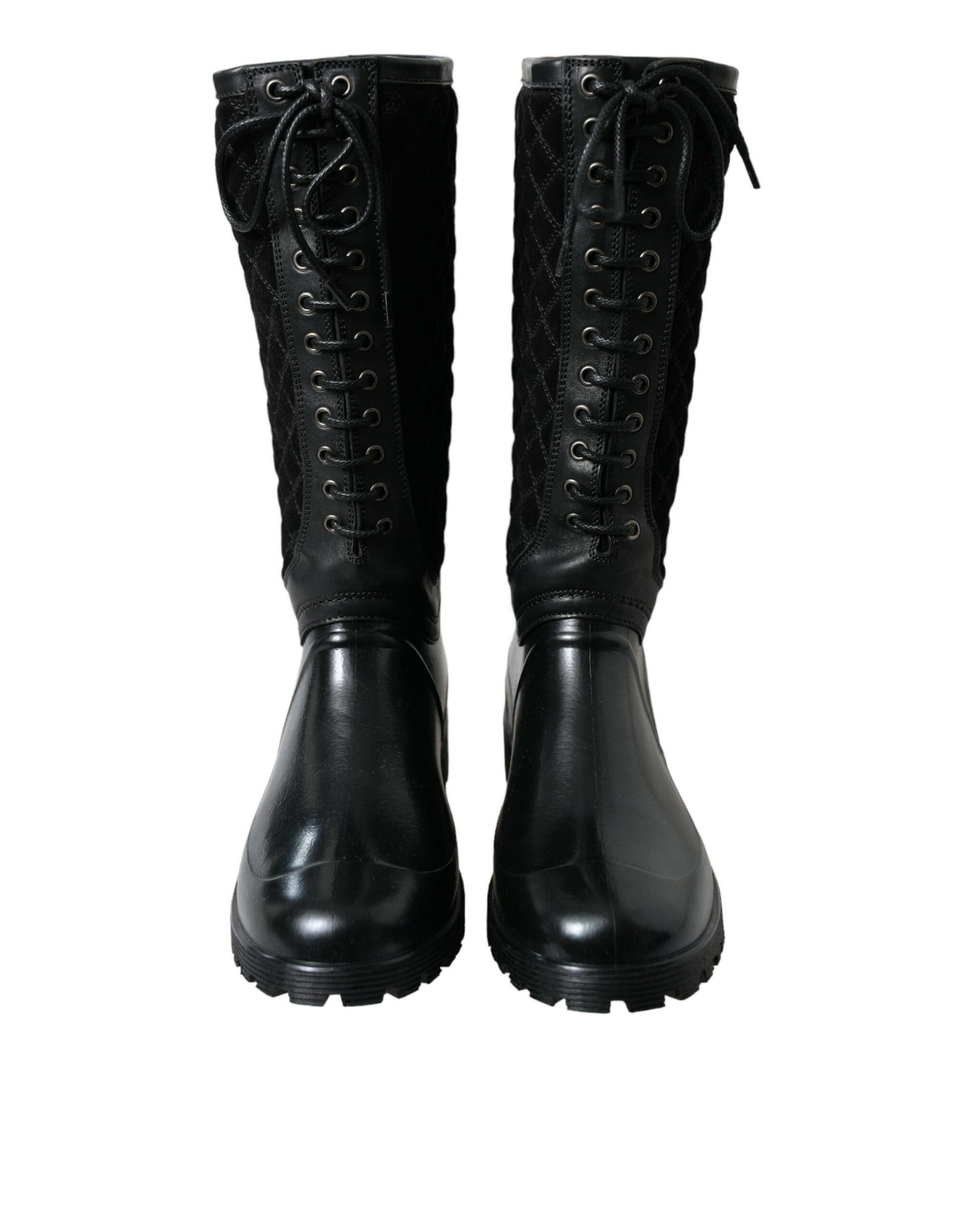 Bottes de pluie Dolce & Gabbana noires en daim et caoutchouc Chioggia