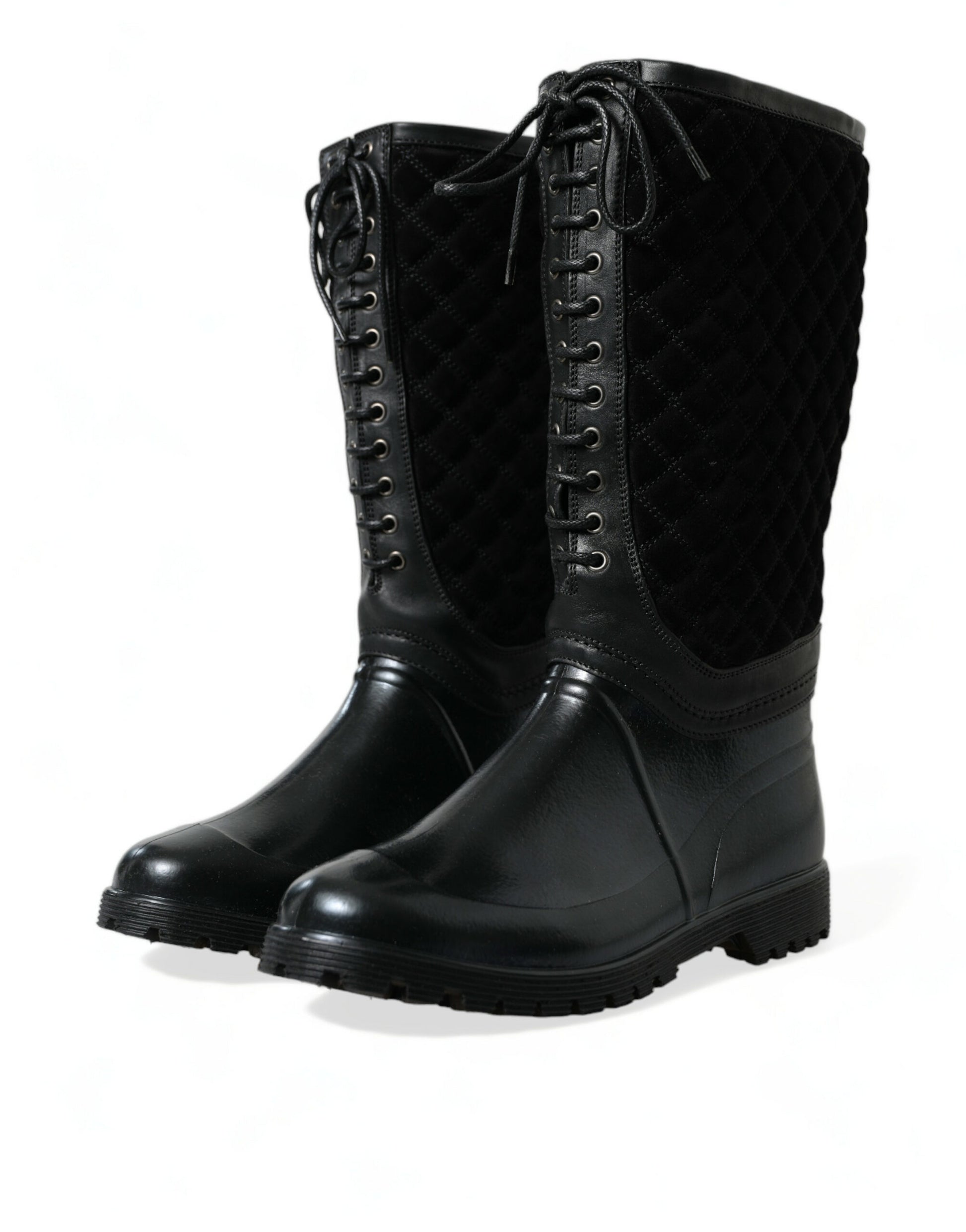 Bottes de pluie Dolce & Gabbana noires en daim et caoutchouc Chioggia