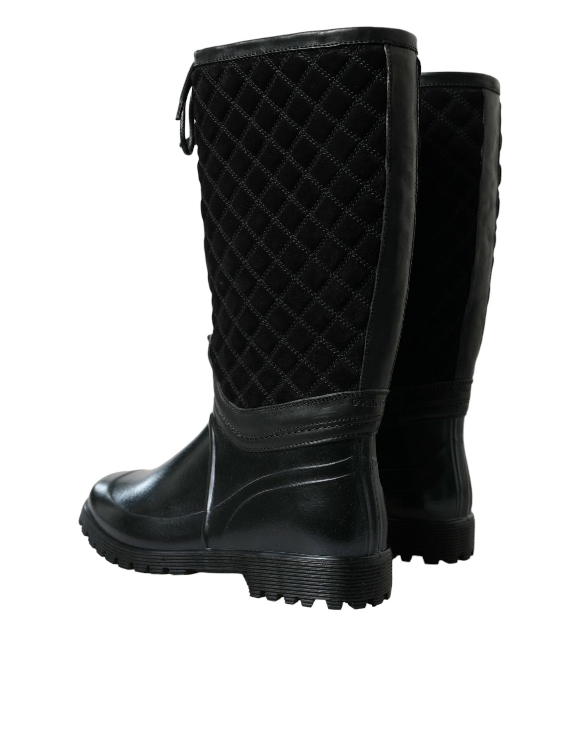 Bottes de pluie Dolce & Gabbana noires en daim et caoutchouc Chioggia