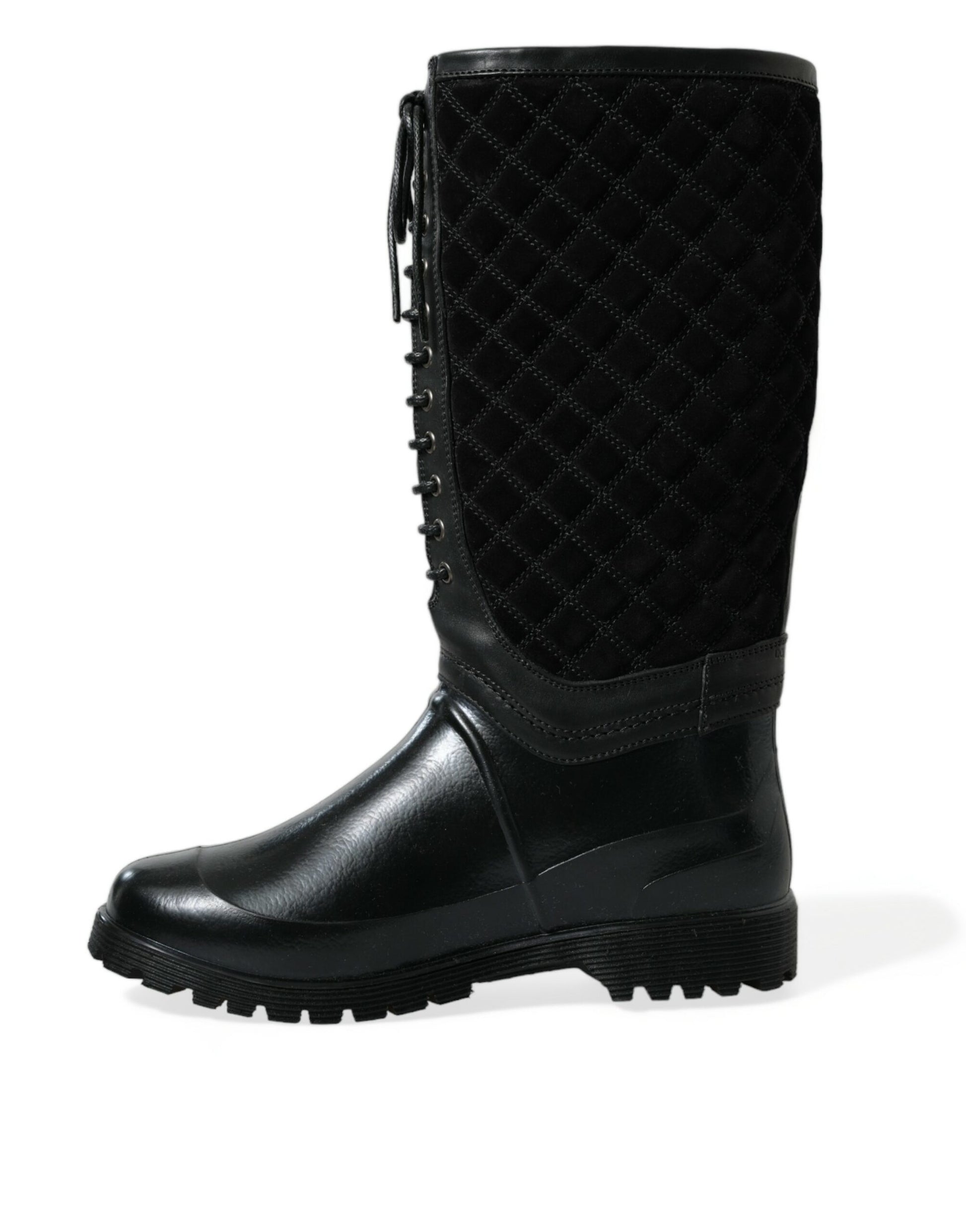 Bottes de pluie Dolce & Gabbana noires en daim et caoutchouc Chioggia