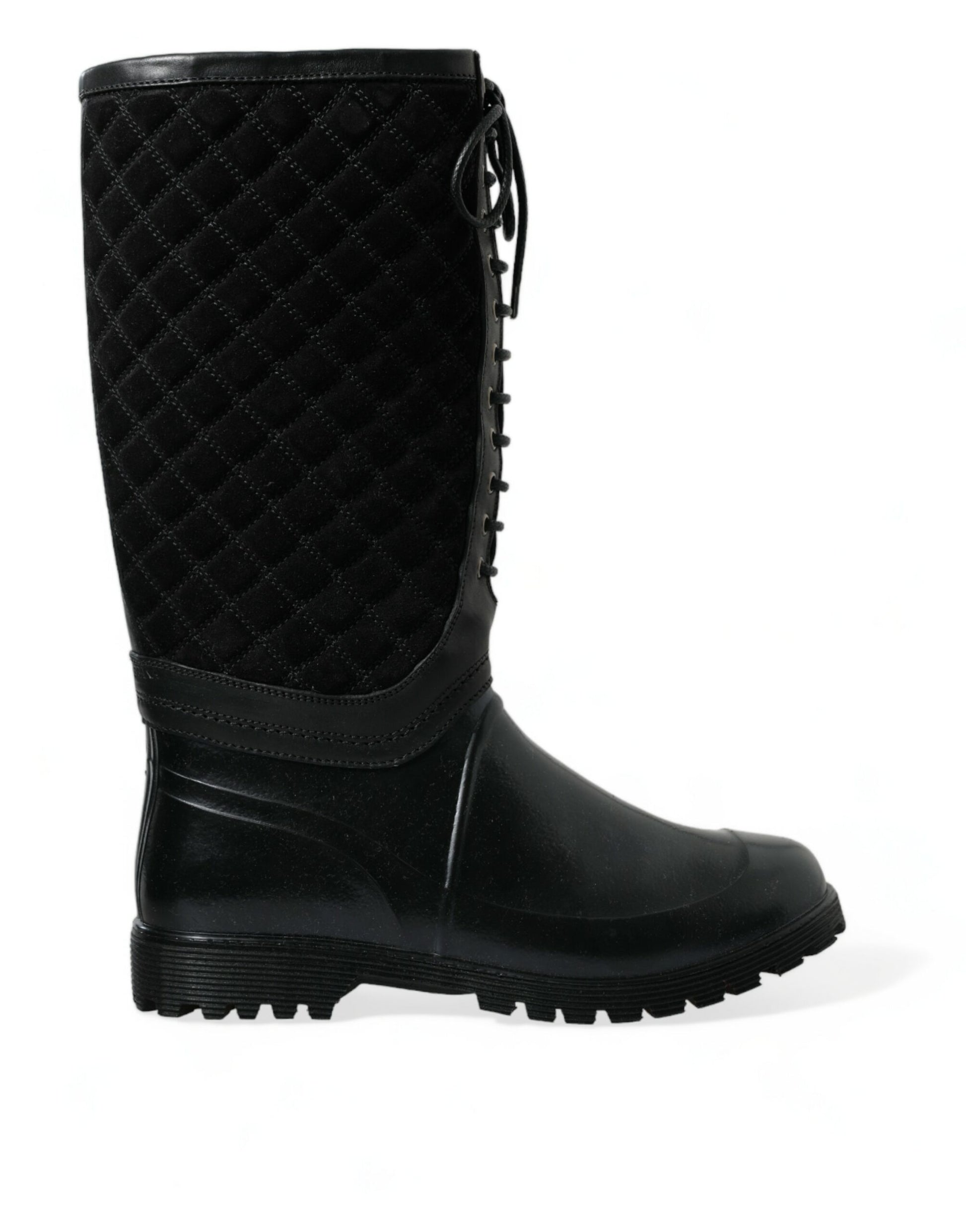 Bottes de pluie Dolce & Gabbana noires en daim et caoutchouc Chioggia