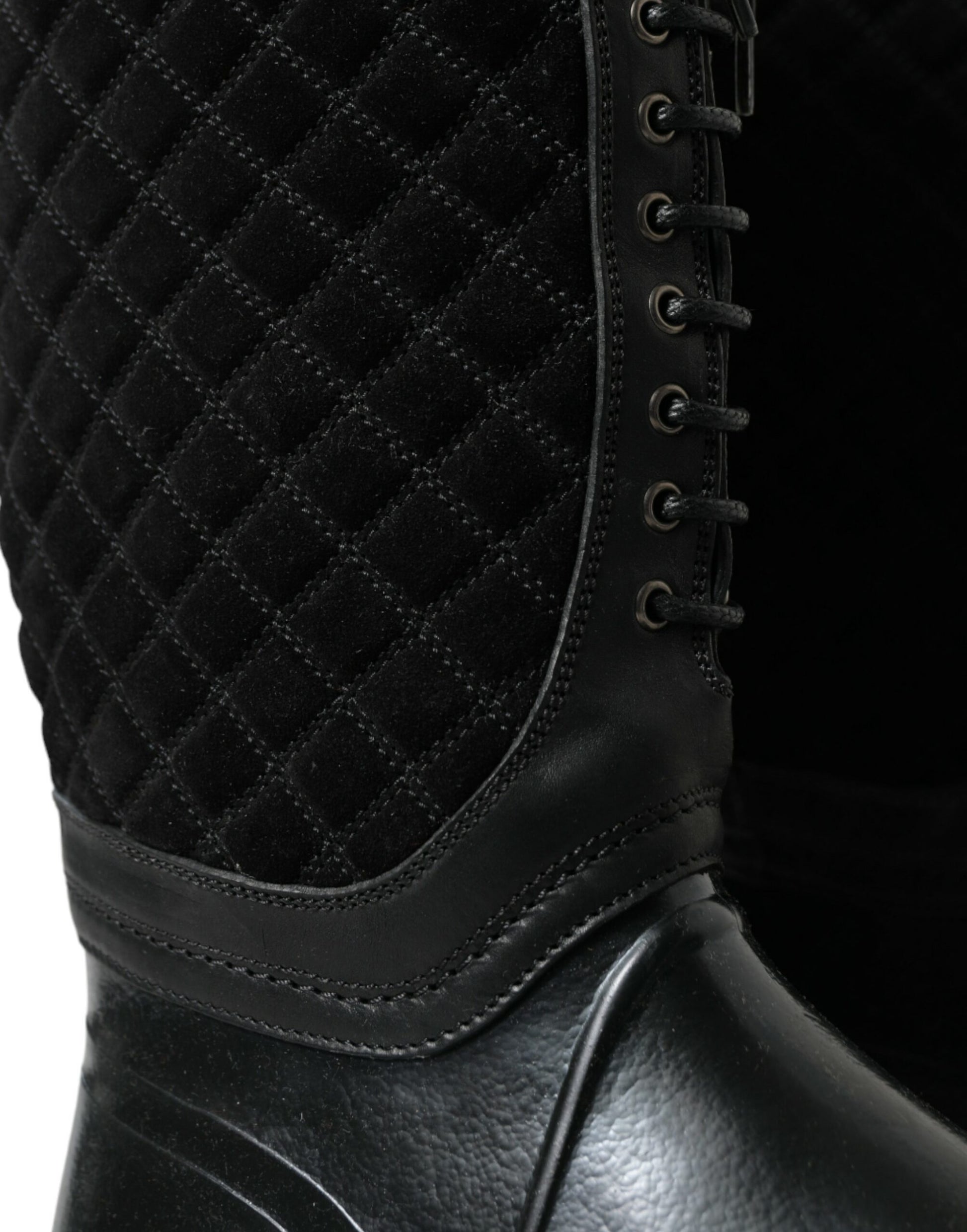 Bottes de pluie Dolce & Gabbana noires en daim et caoutchouc Chioggia