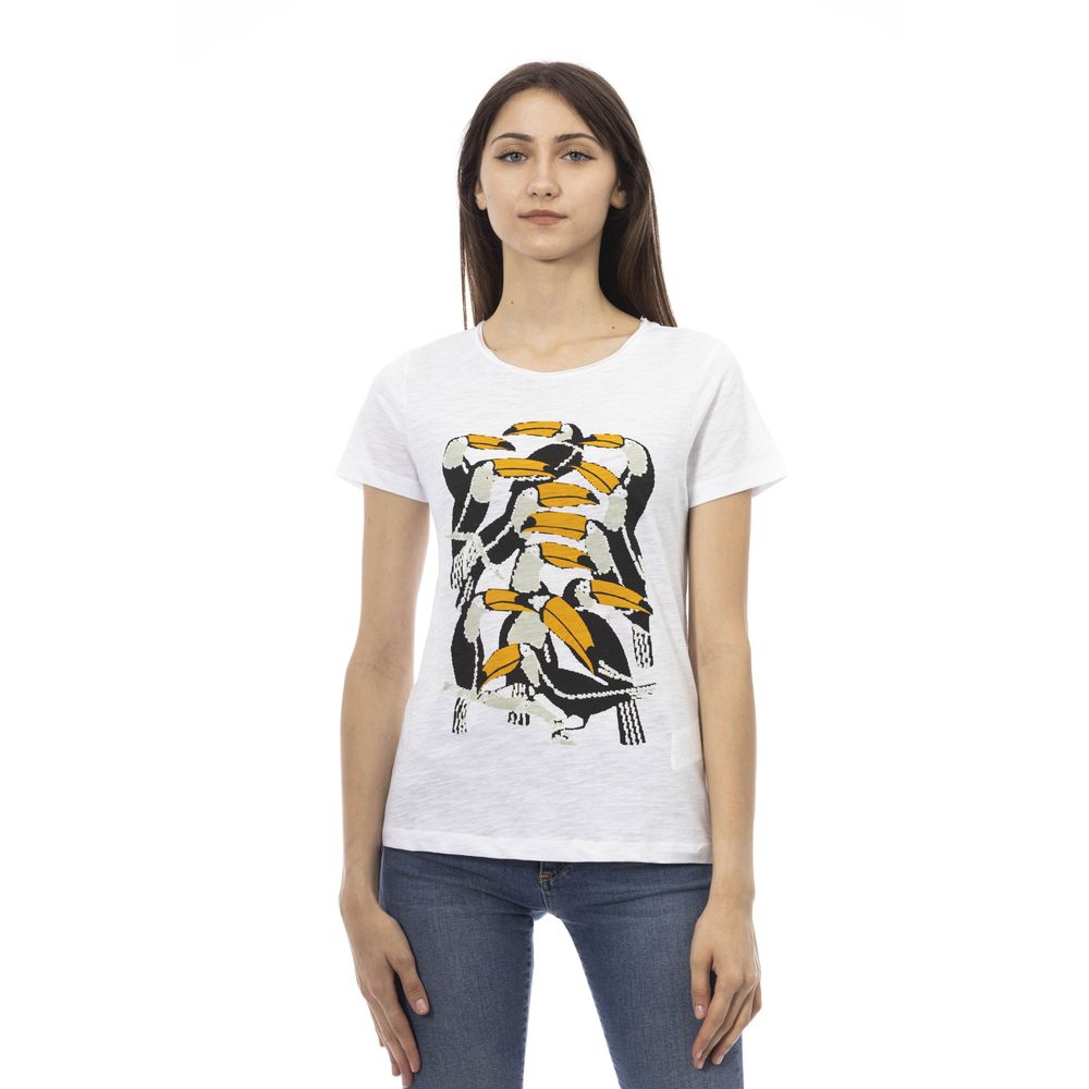 T-shirt femme en coton blanc Trussardi Action