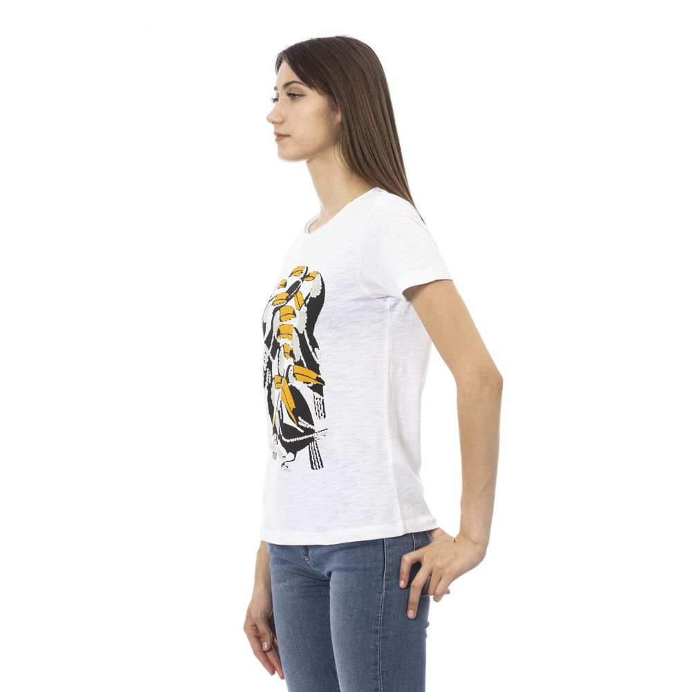 T-shirt femme en coton blanc Trussardi Action