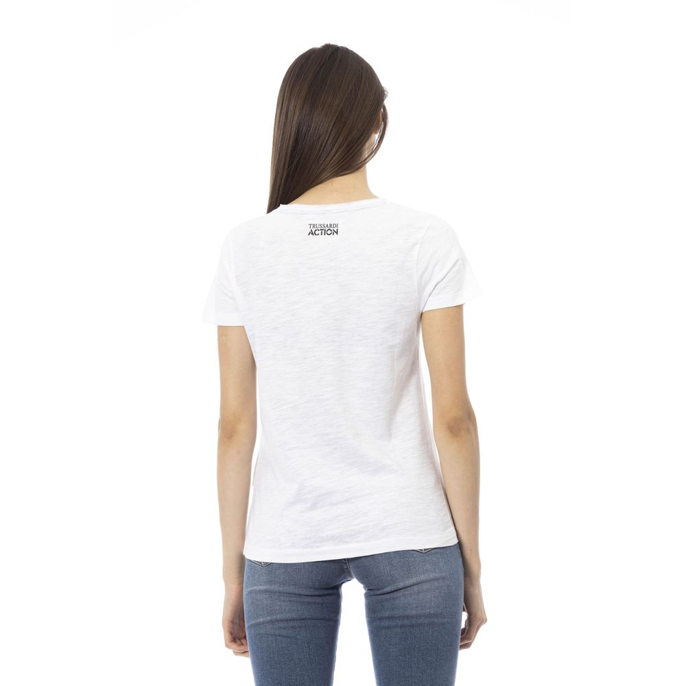 T-shirt femme en coton blanc Trussardi Action