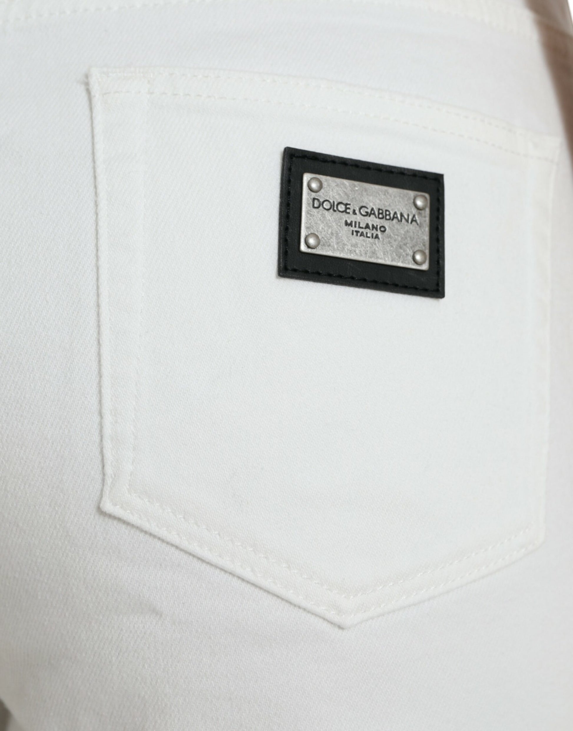 Jean en jean blanc Dolce & Gabbana en coton coupe courte et large