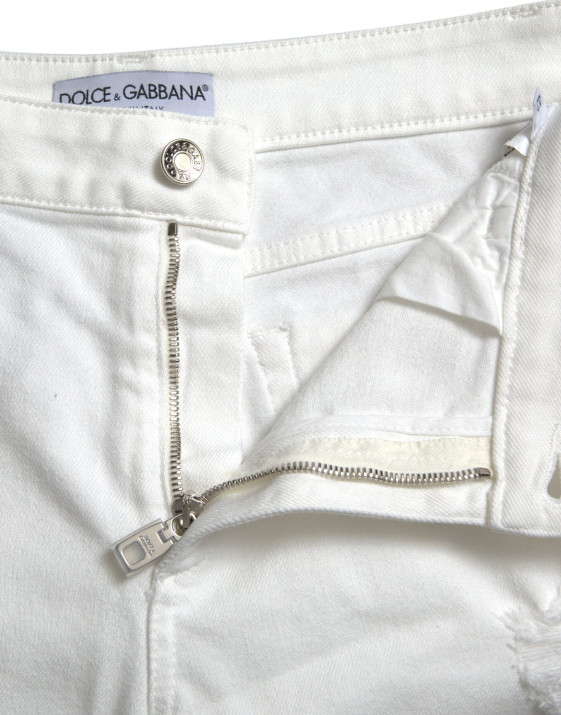 Jean en jean blanc Dolce & Gabbana en coton coupe courte et large