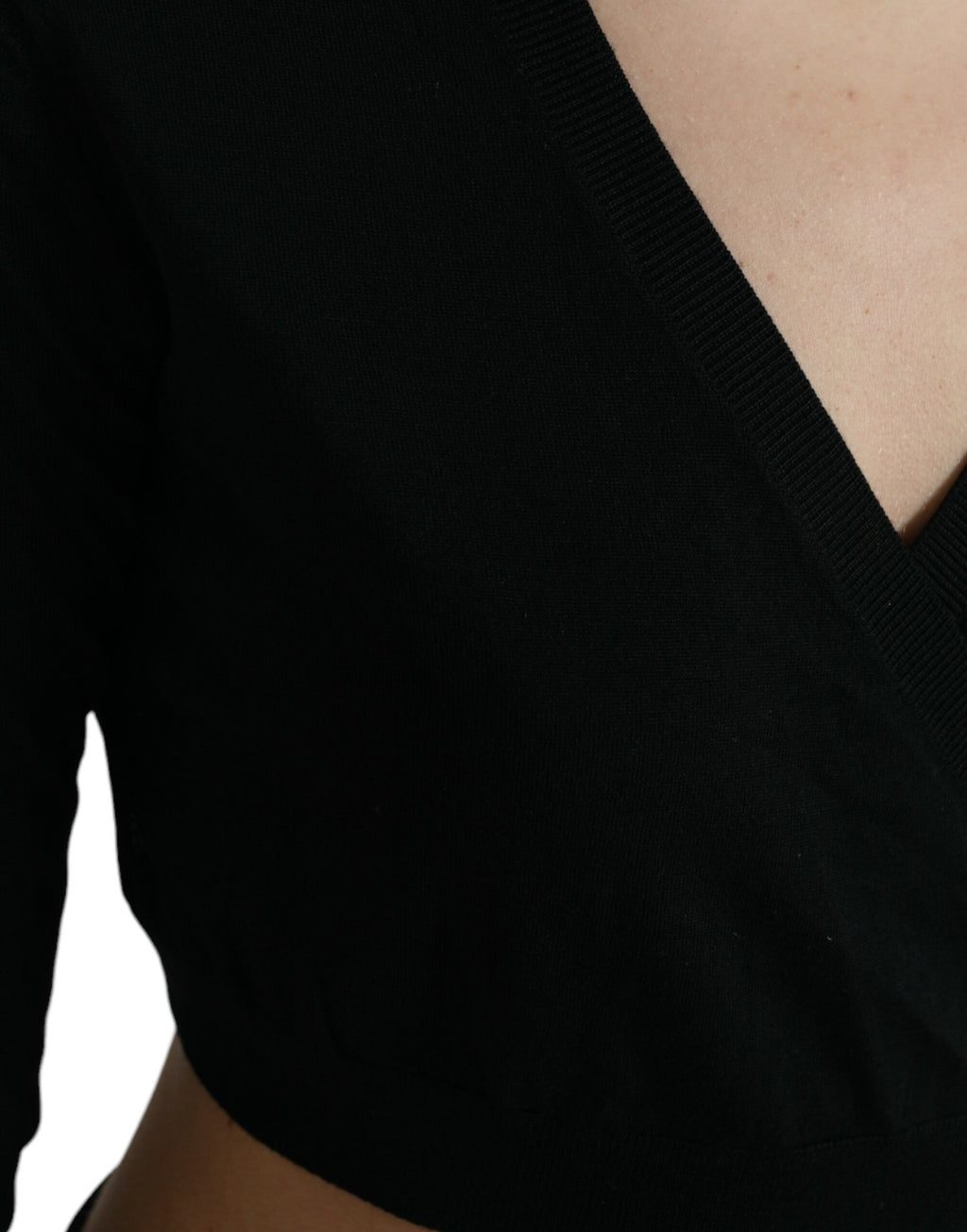 Gilet croisé en laine noire à col en V Dolce & Gabbana