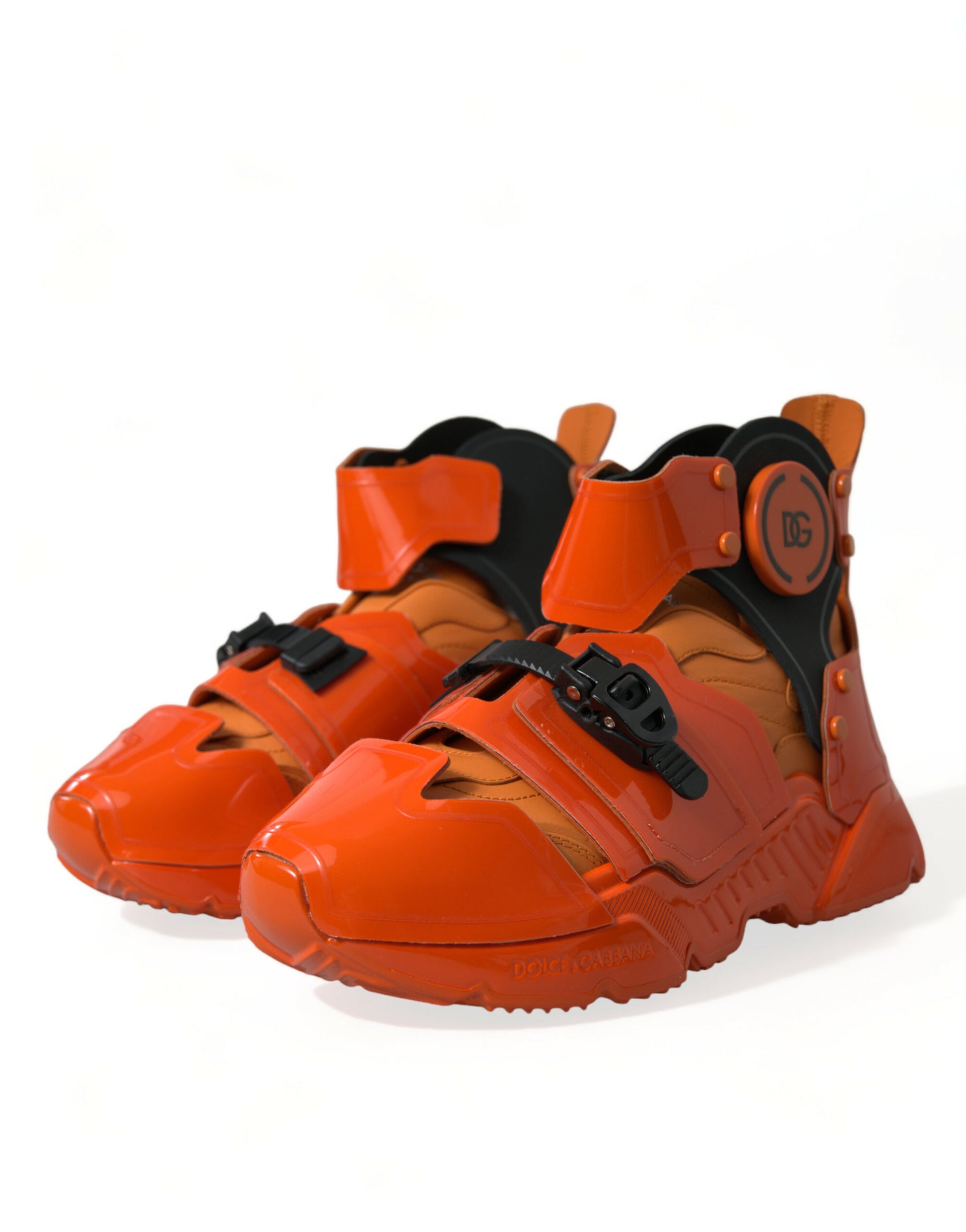 Chaussures Baskets Montantes Épaisses Multi-Panneaux Orange Dolce & Gabbana
