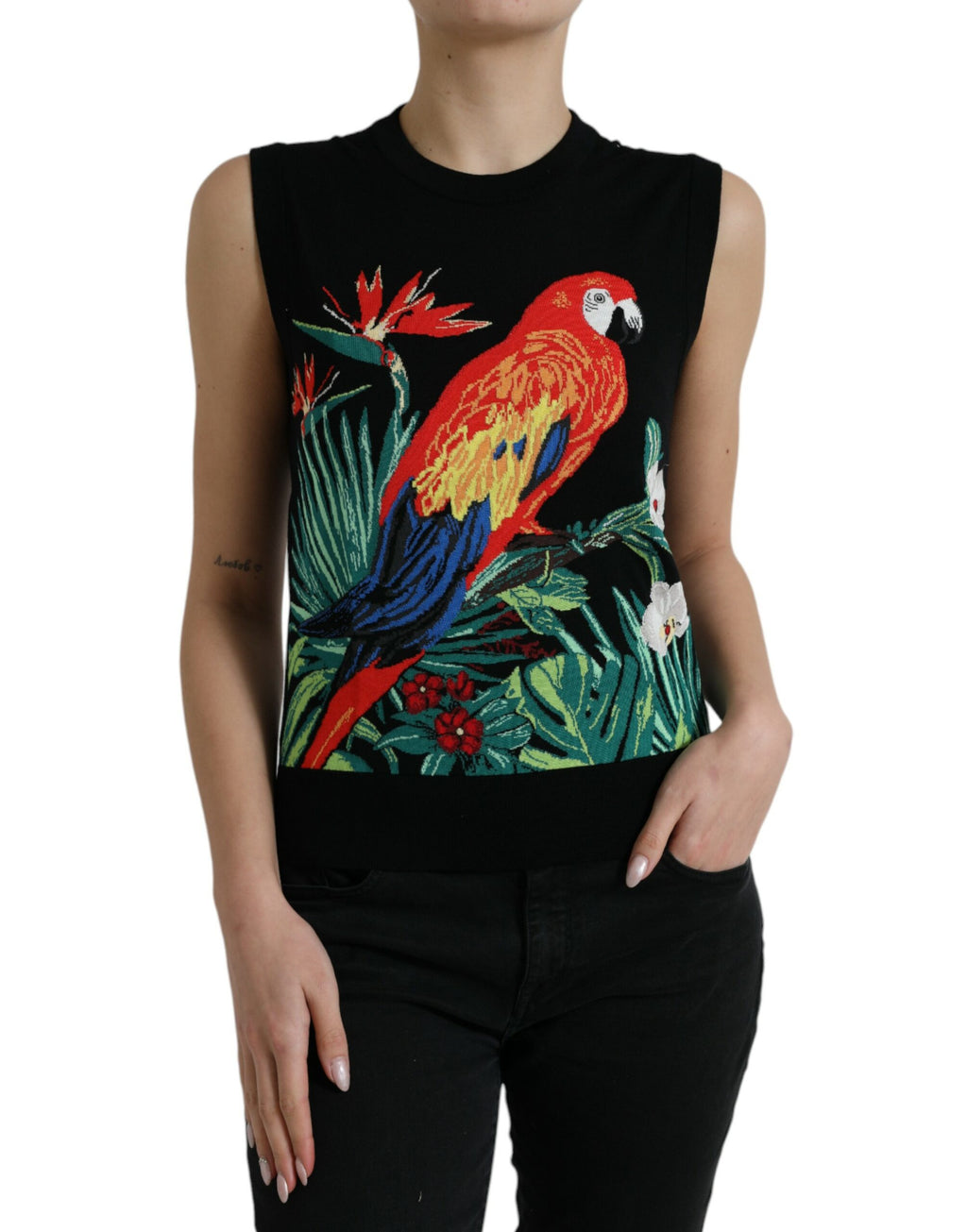 Débardeur sans manches à col rond Dolce & Gabbana Black Jungle