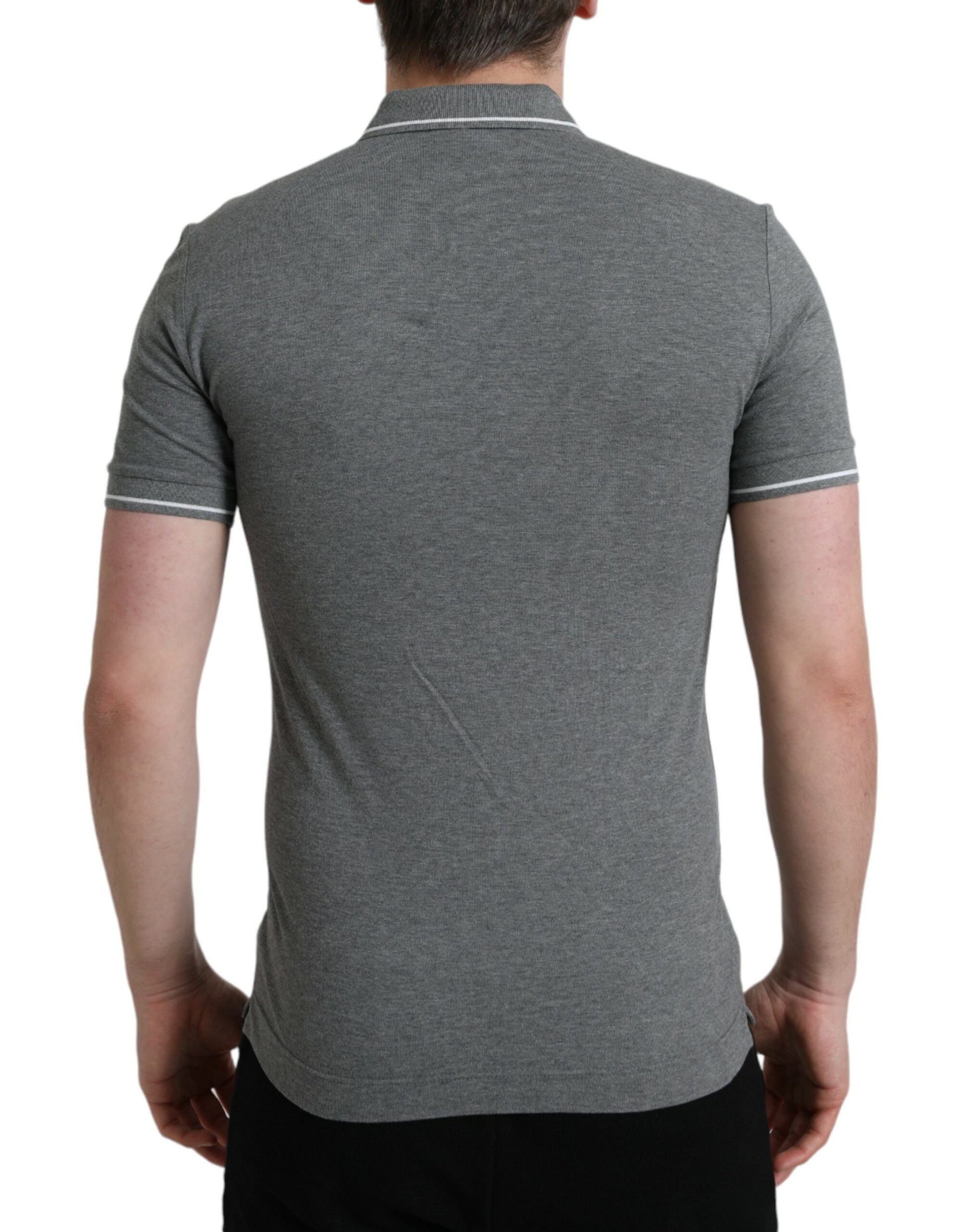T-shirt Dolce & Gabbana gris à col et manches courtes avec couronne