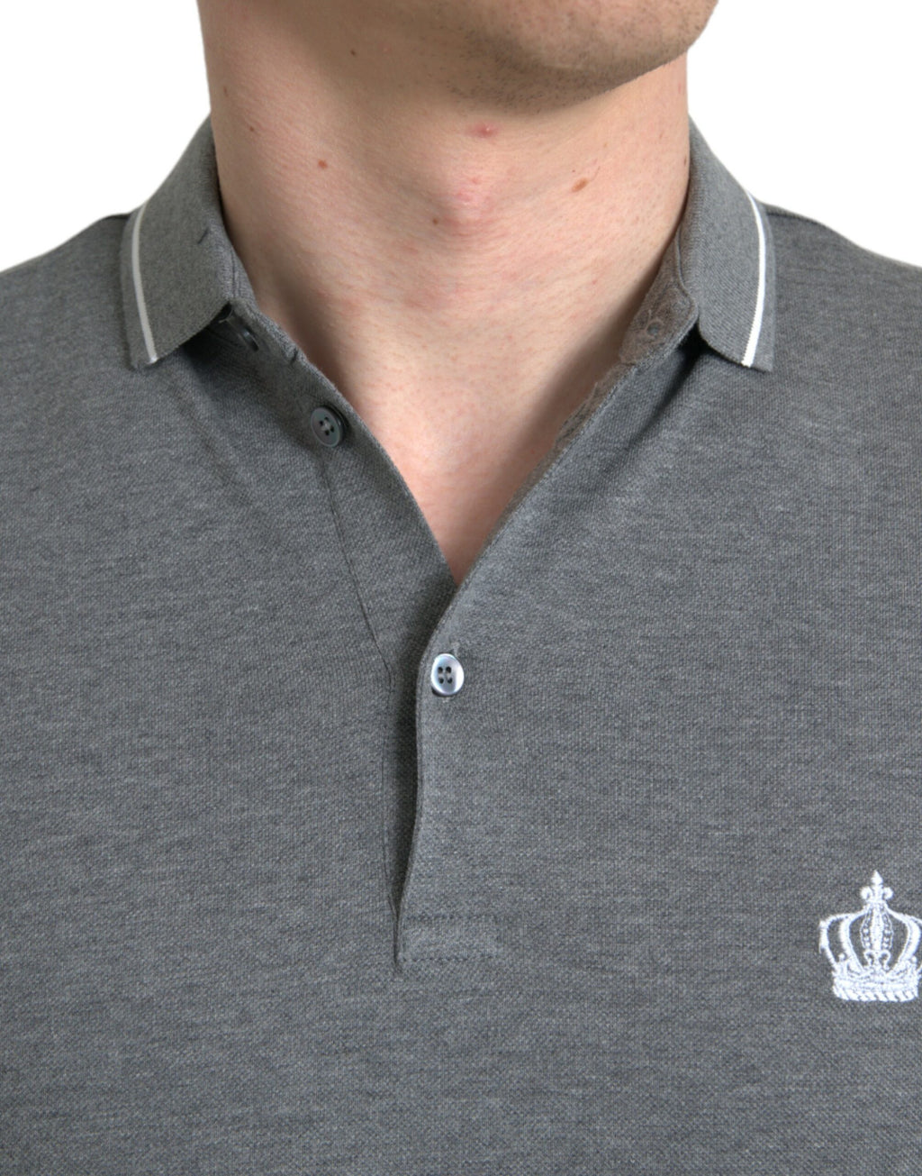 T-shirt Dolce & Gabbana gris à col et manches courtes avec couronne