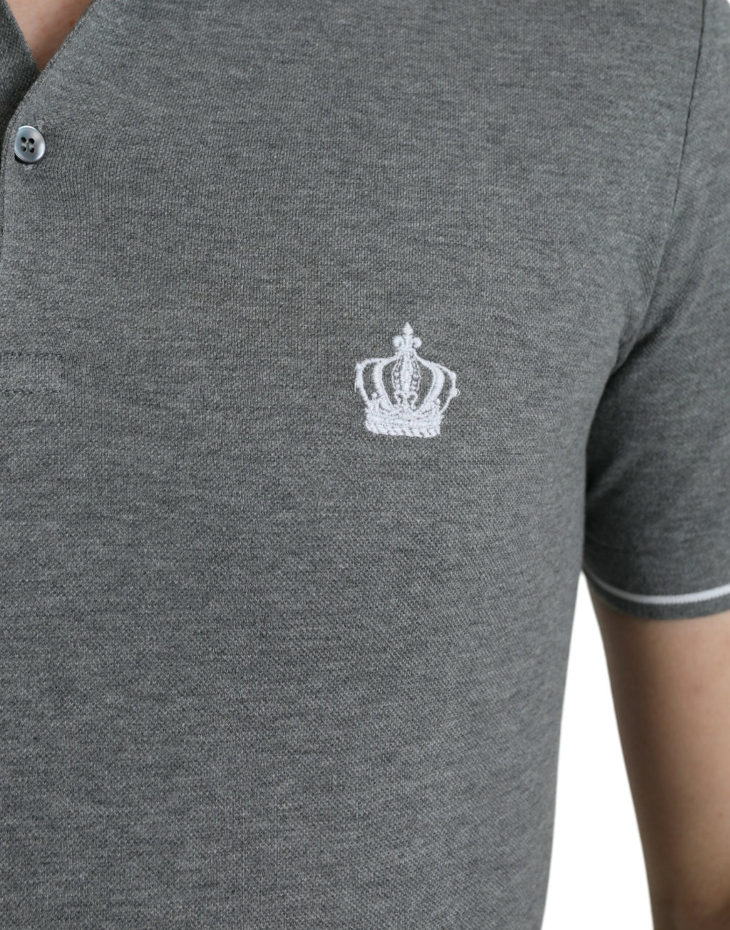 T-shirt Dolce & Gabbana gris à col et manches courtes avec couronne
