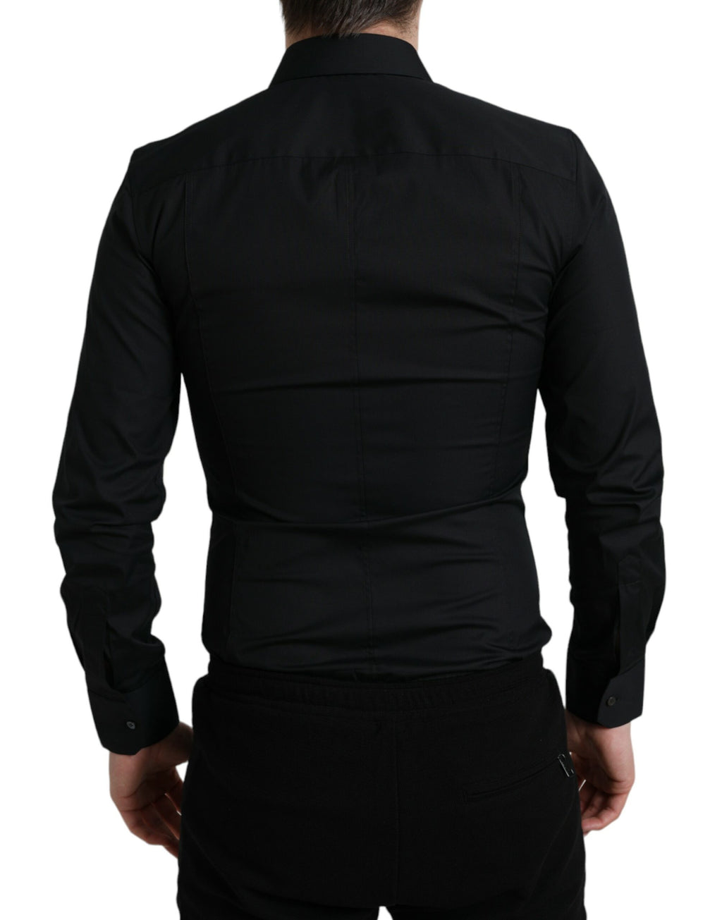 Chemise habillée Dolce & Gabbana noire en coton stretch coupe slim