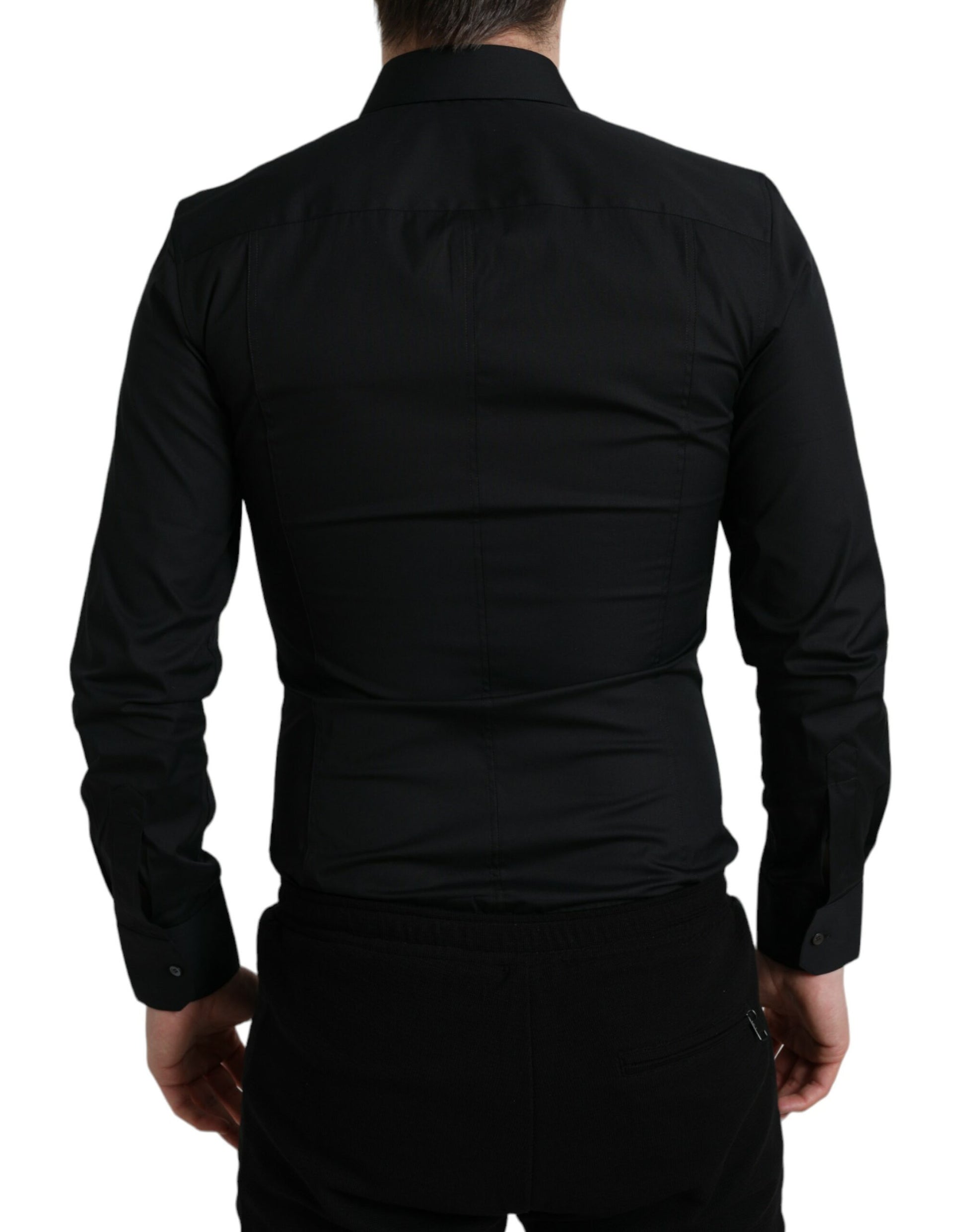 Chemise habillée Dolce & Gabbana noire en coton stretch coupe slim