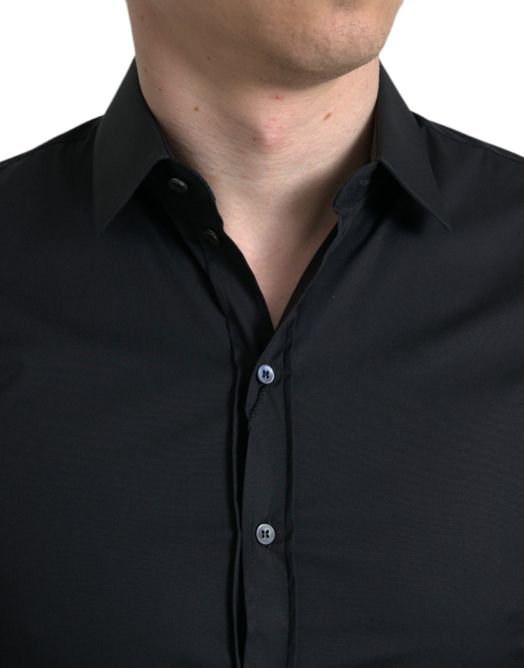 Chemise habillée Dolce & Gabbana noire en coton stretch coupe slim