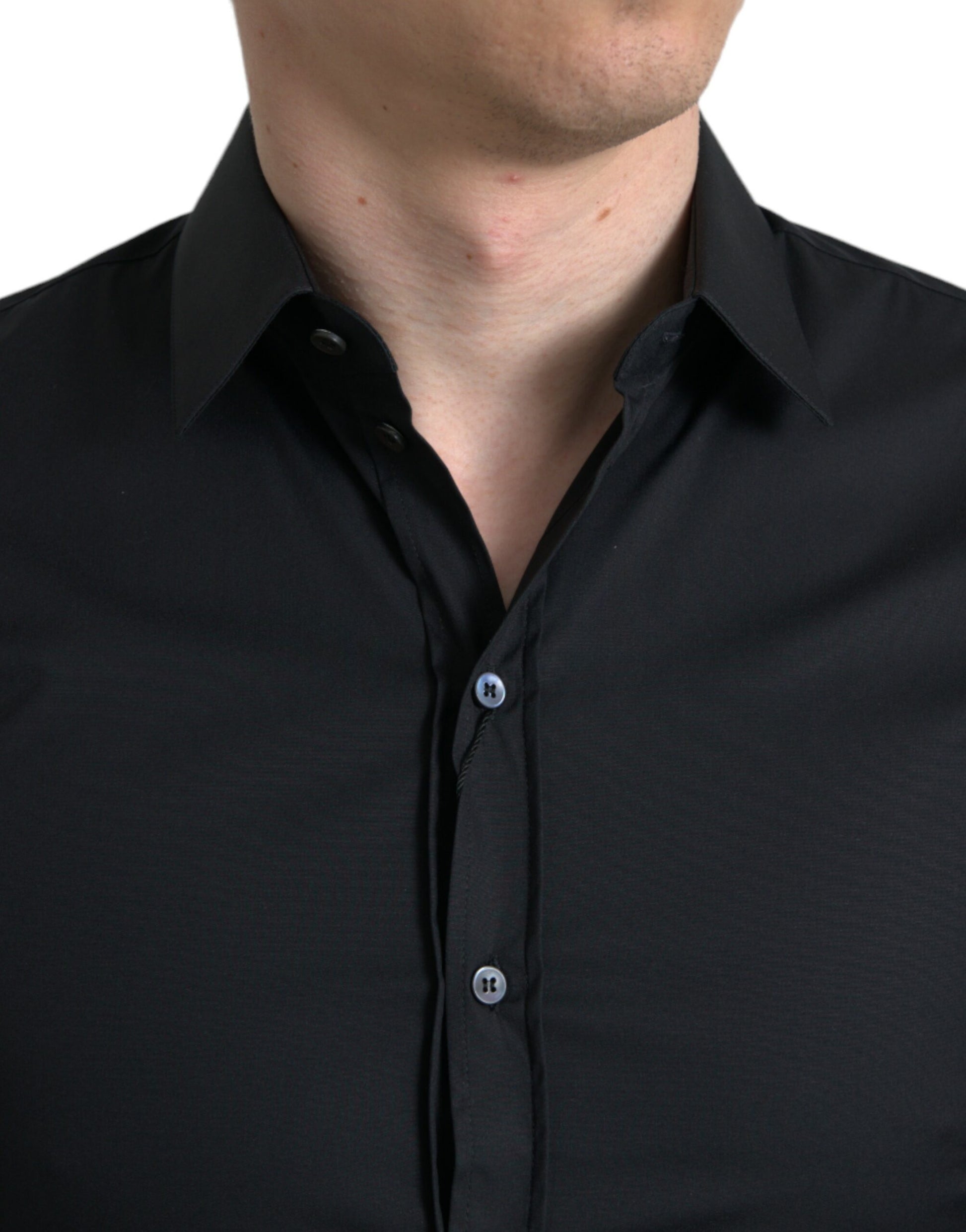 Chemise habillée Dolce & Gabbana noire en coton stretch coupe slim