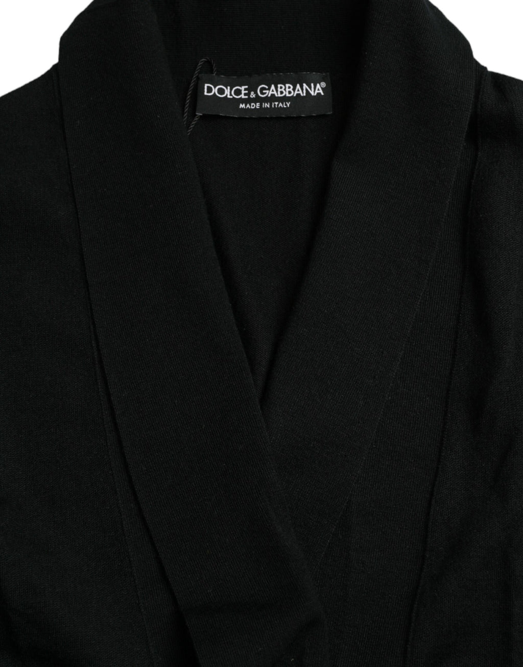 Dolce &amp; Gabbana – Langärmliger Wickelmantel aus schwarzem Kaschmir mit Gürtel