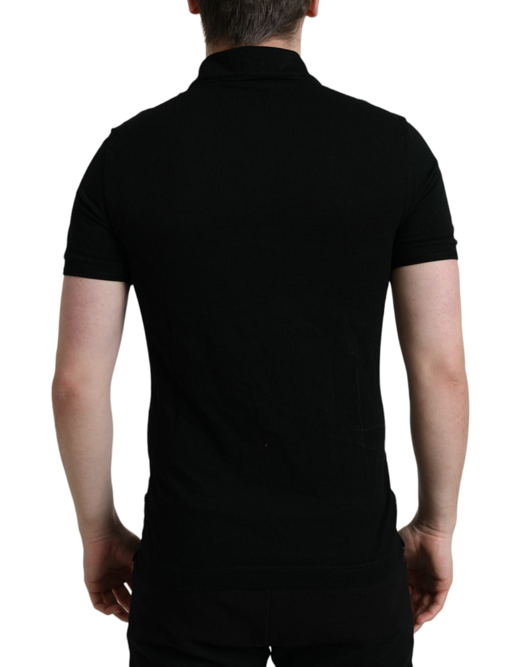 Dolce &amp; Gabbana – Schwarzes, kurzärmliges T-Shirt mit Logo und Kragen