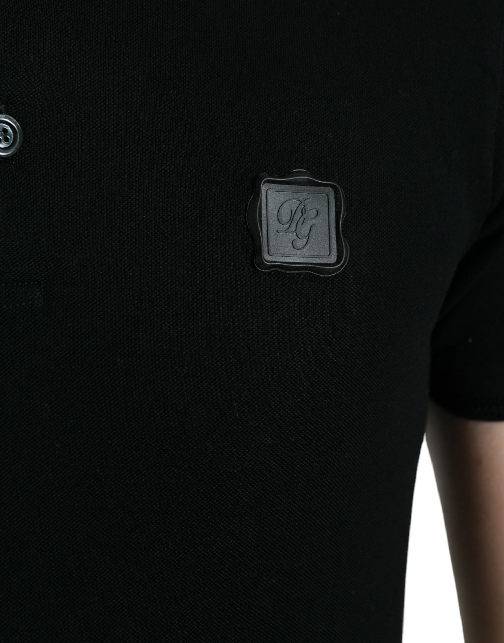 Dolce &amp; Gabbana – Schwarzes, kurzärmliges T-Shirt mit Logo und Kragen