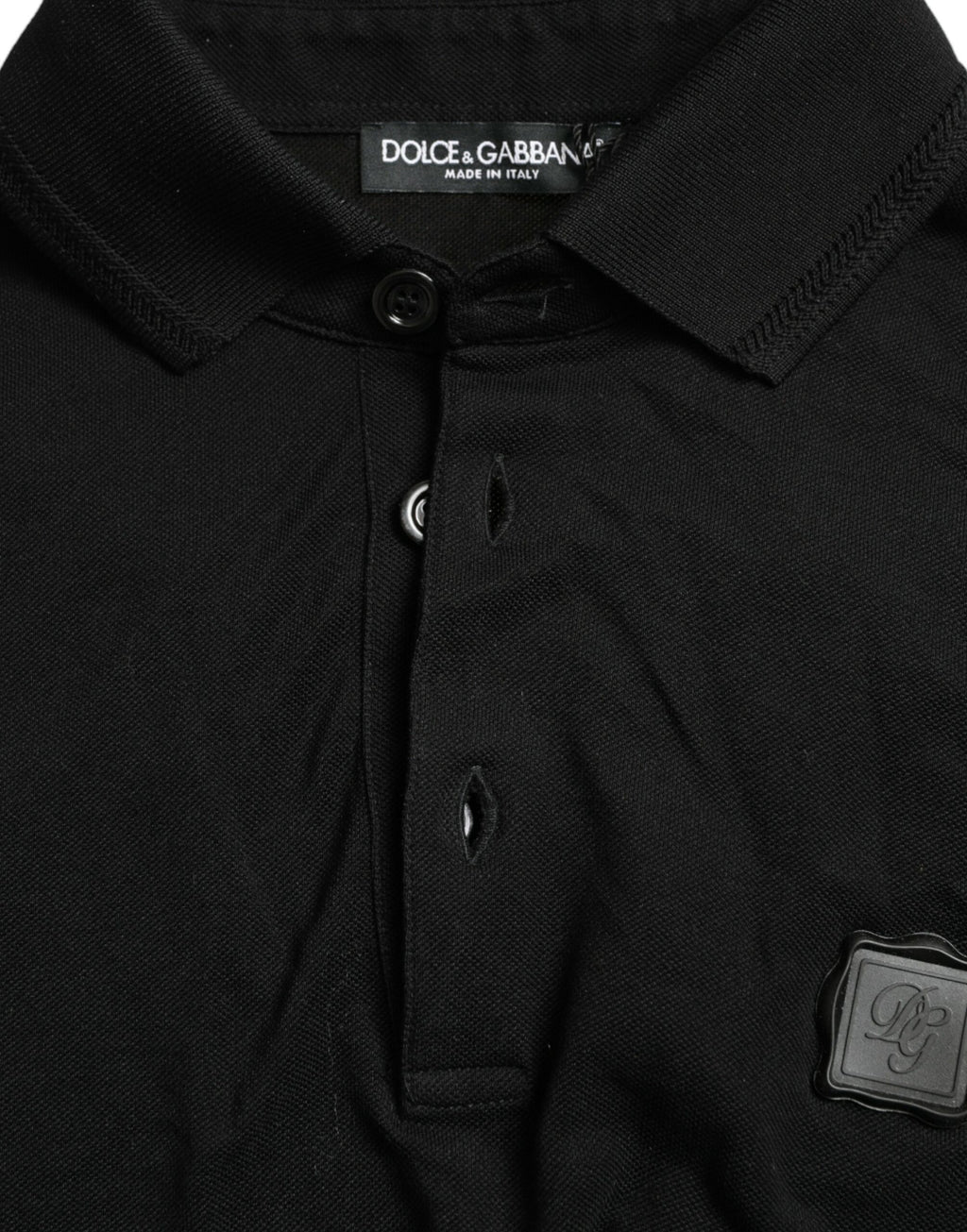 Dolce &amp; Gabbana – Schwarzes, kurzärmliges T-Shirt mit Logo und Kragen