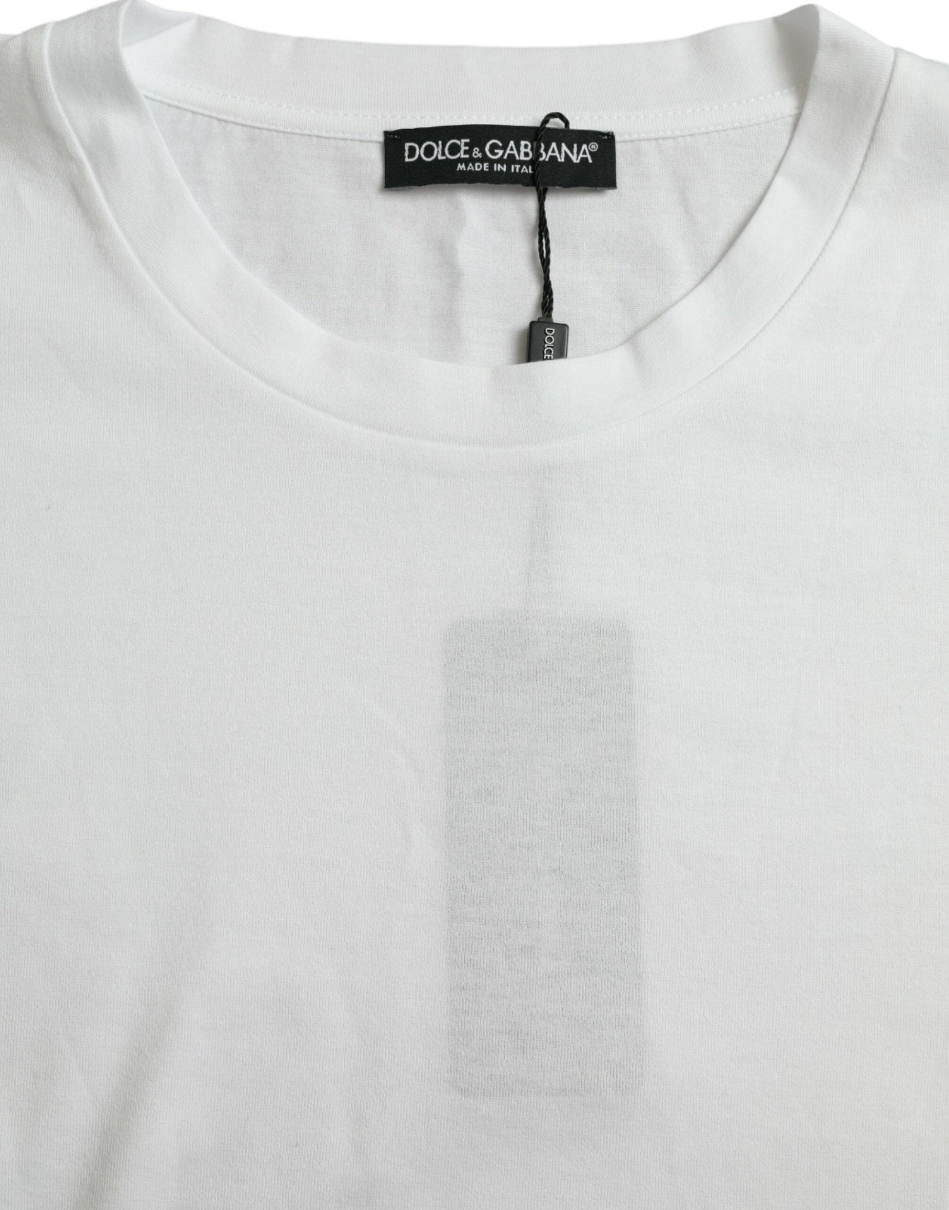 T-shirt col rond à manches courtes en coton blanc Dolce & Gabbana