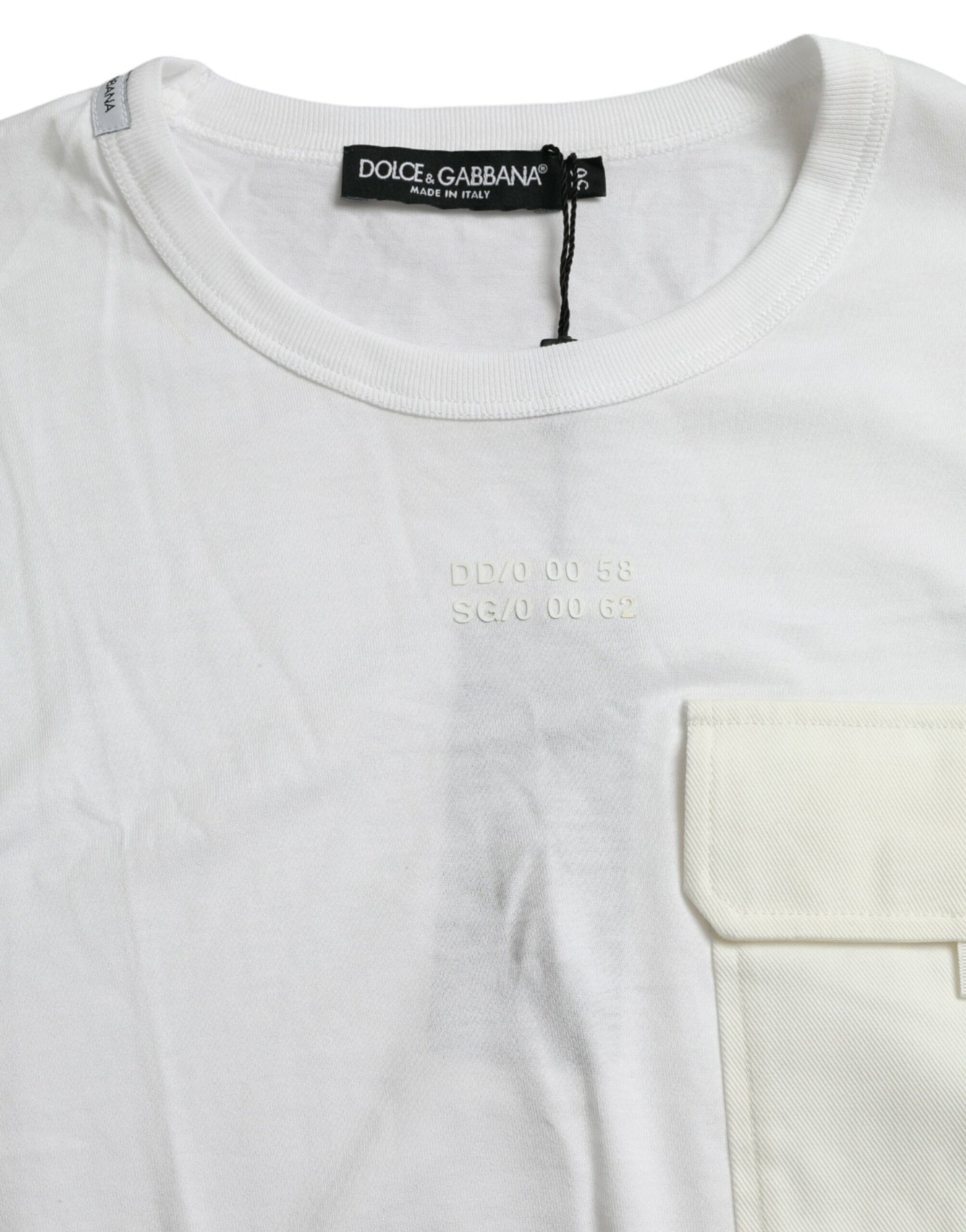 T-shirt Dolce & Gabbana en coton blanc à manches courtes et poche
