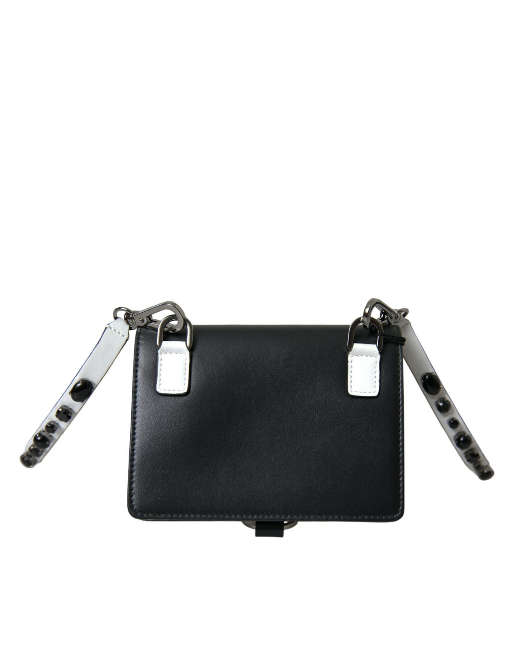 Porte-cartes Dolce & Gabbana en cuir noir et blanc orné de cristaux