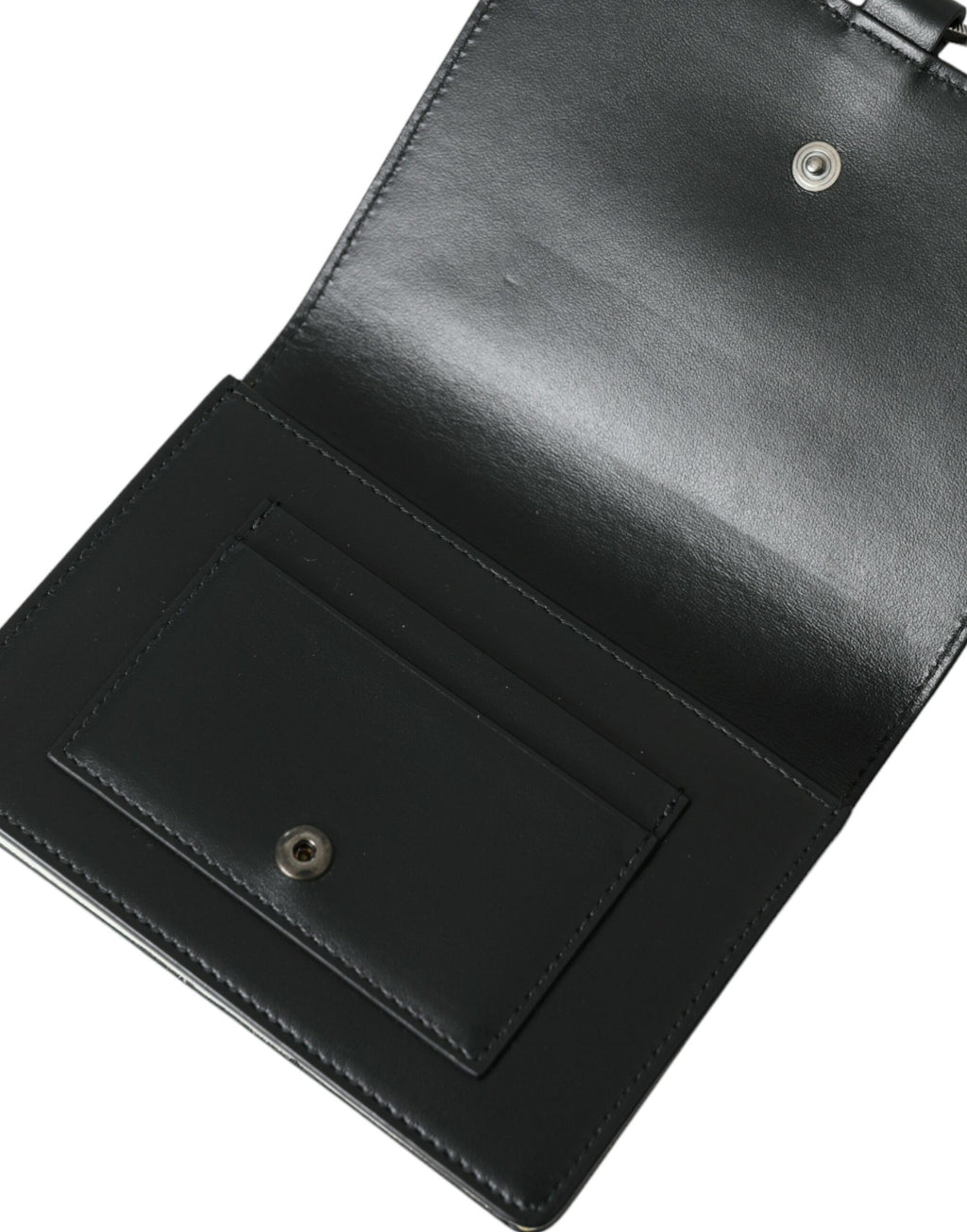 Porte-cartes Dolce & Gabbana en cuir noir et blanc orné de cristaux