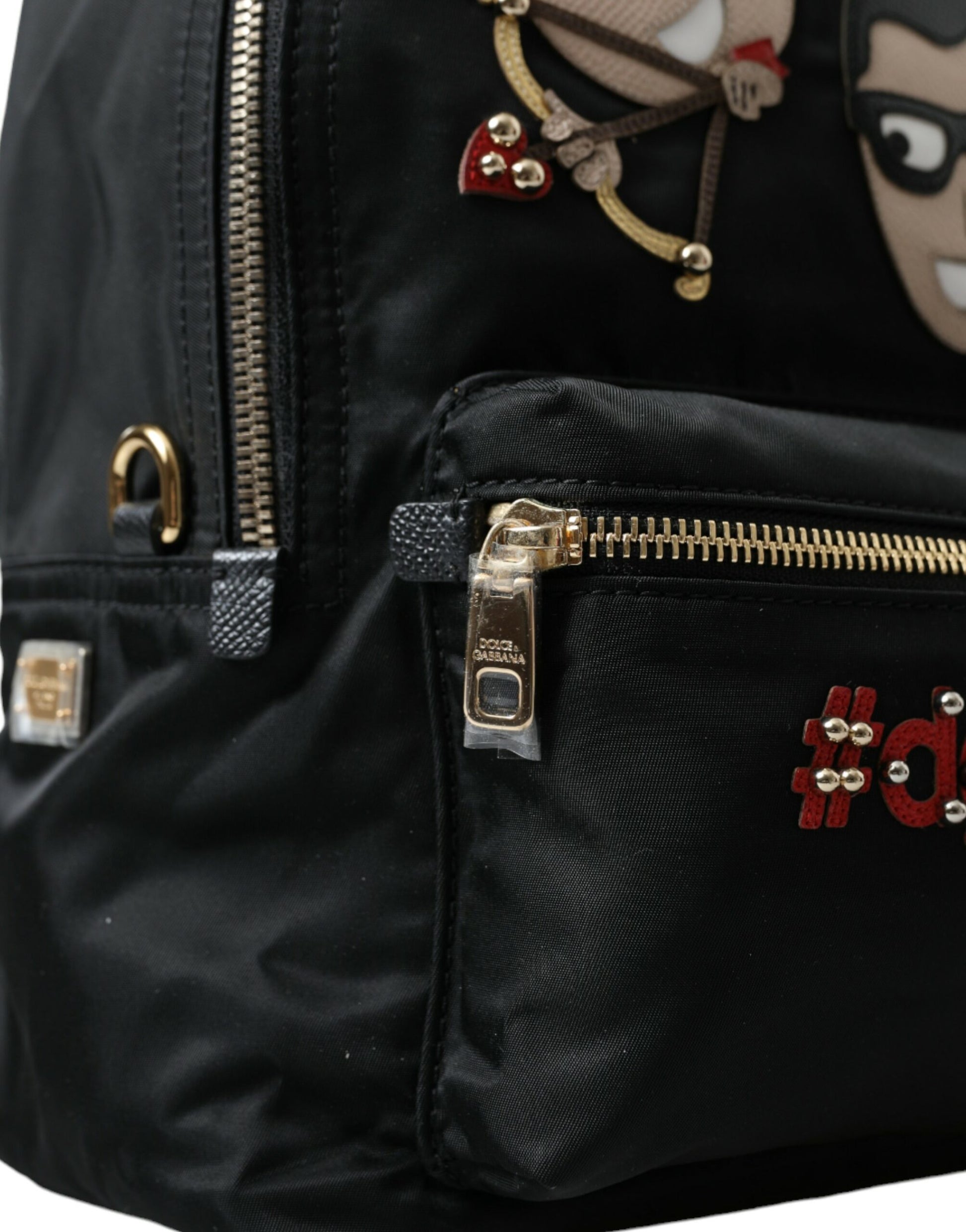 Dolce &amp; Gabbana Schwarzer #DGFAMILY Verzierter Rucksack VULCANO Tasche