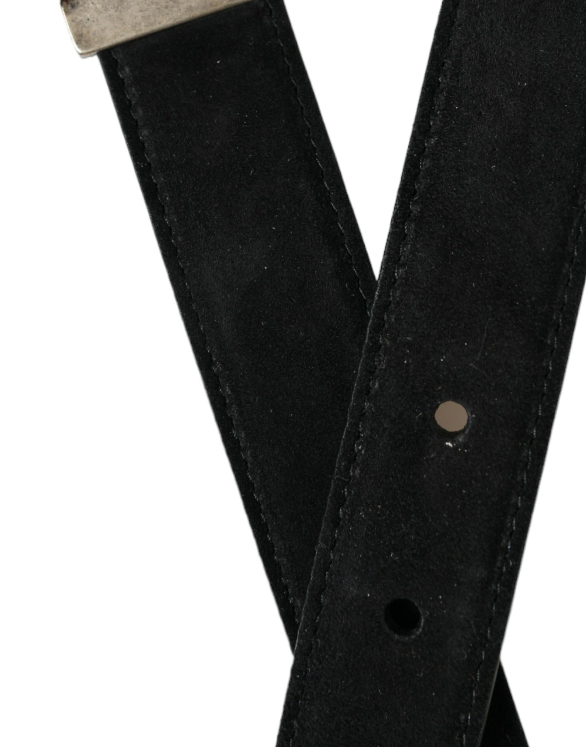 Ceinture Dolce & Gabbana en cuir de chèvre noir avec boucle en métal vieilli