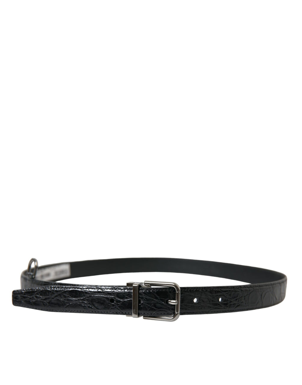 Ceinture Dolce & Gabbana en cuir noir avec boucle en métal argenté