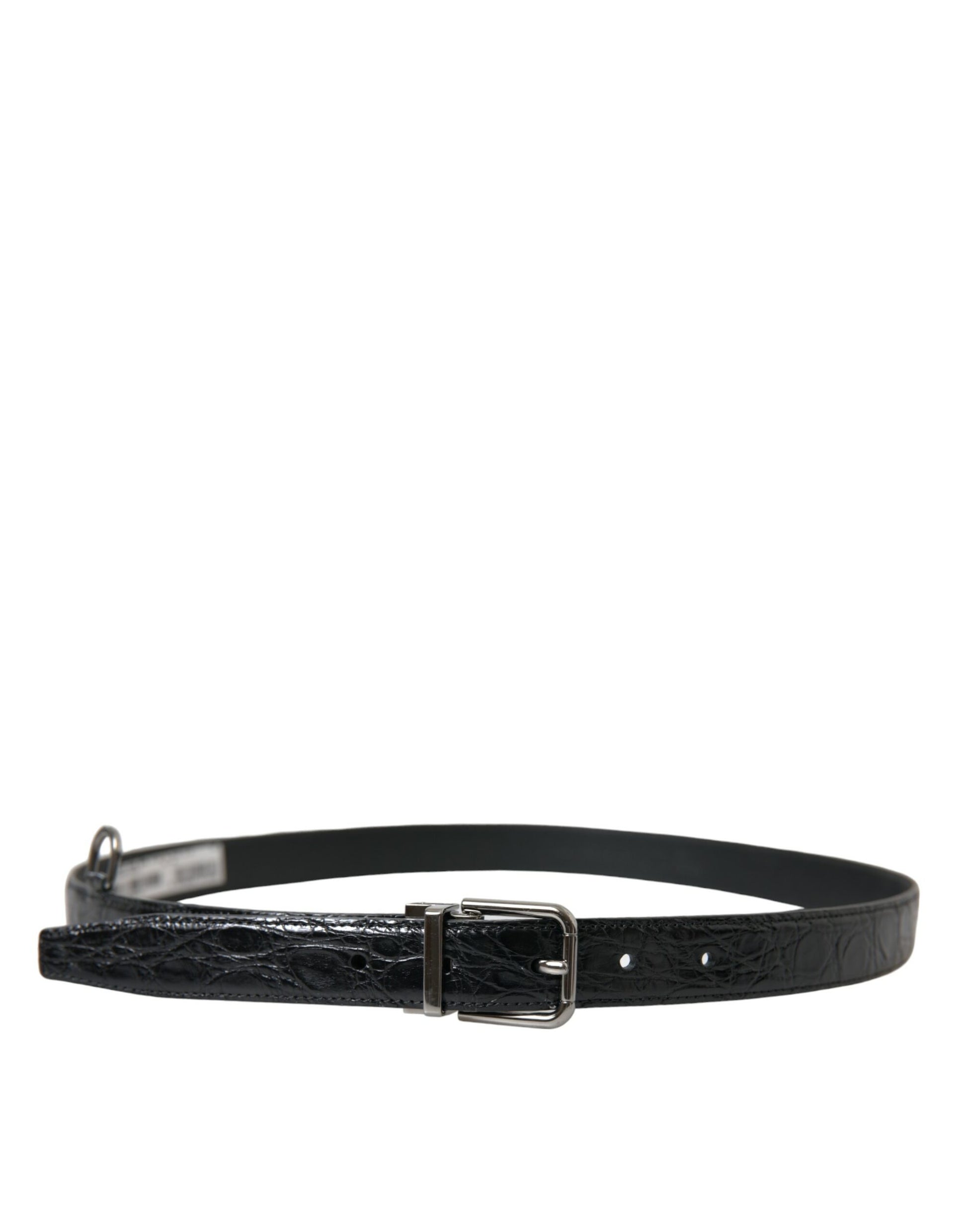 Ceinture Dolce & Gabbana en cuir noir avec boucle en métal argenté