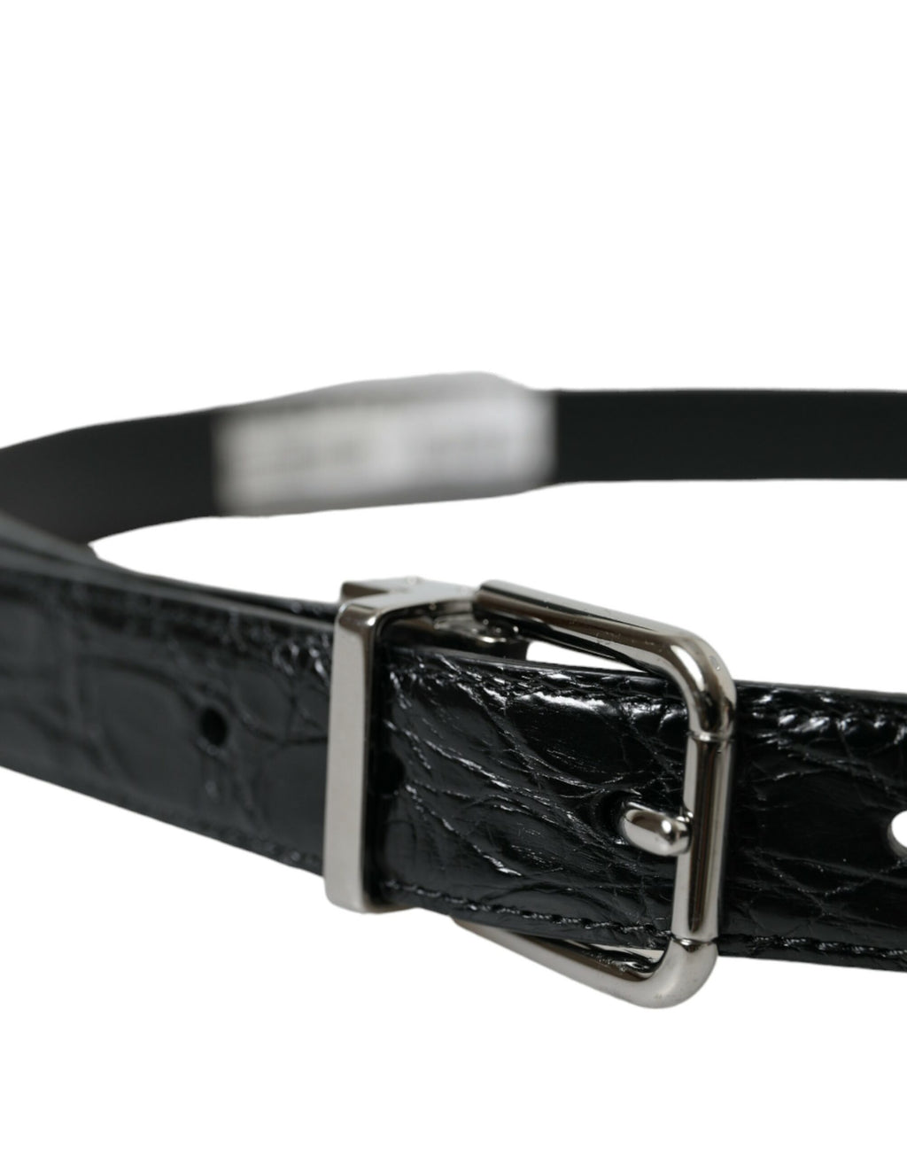 Ceinture Dolce & Gabbana en cuir noir avec boucle en métal argenté