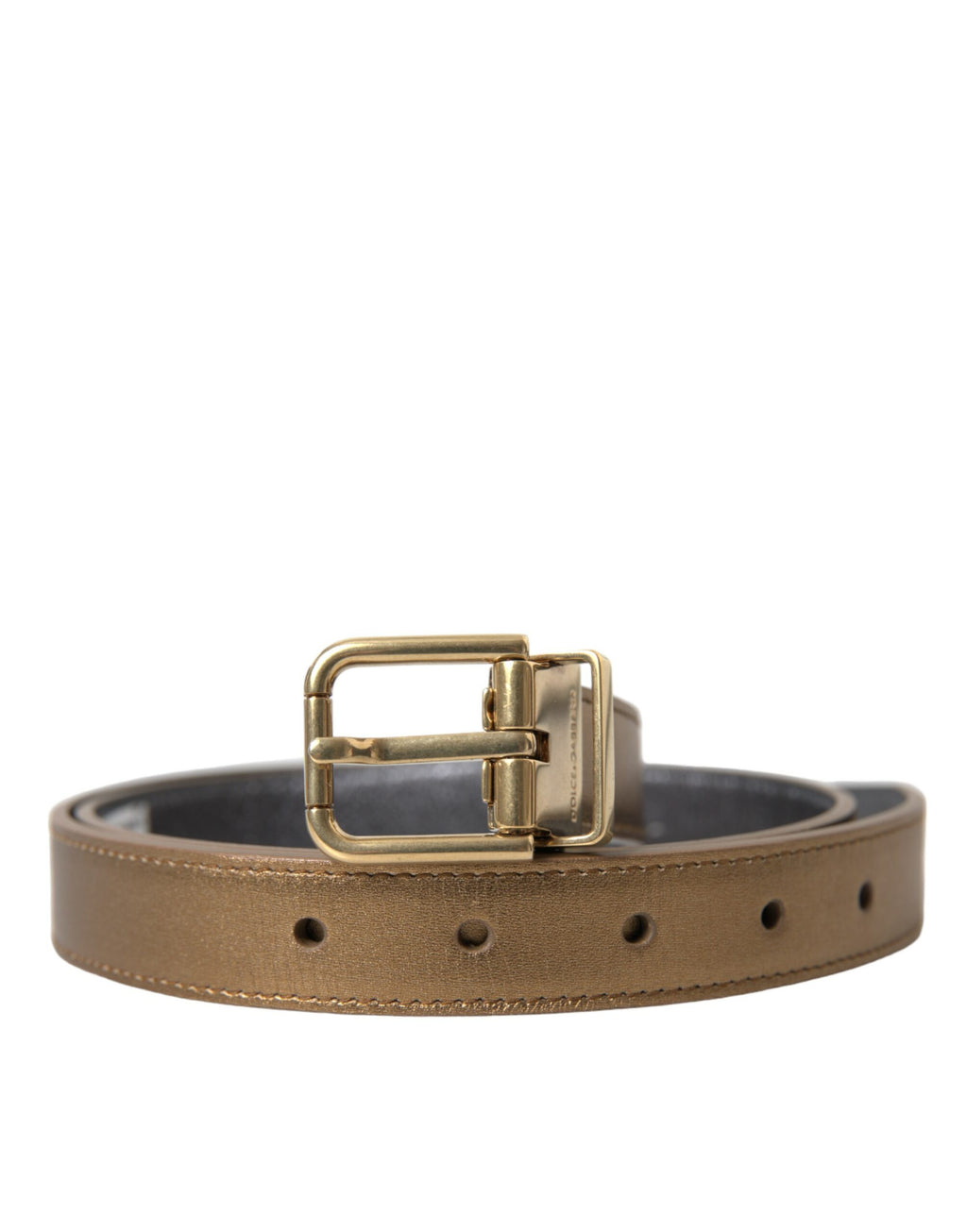 Ceinture Dolce & Gabbana en cuir de veau doré métallisé avec boucle en métal