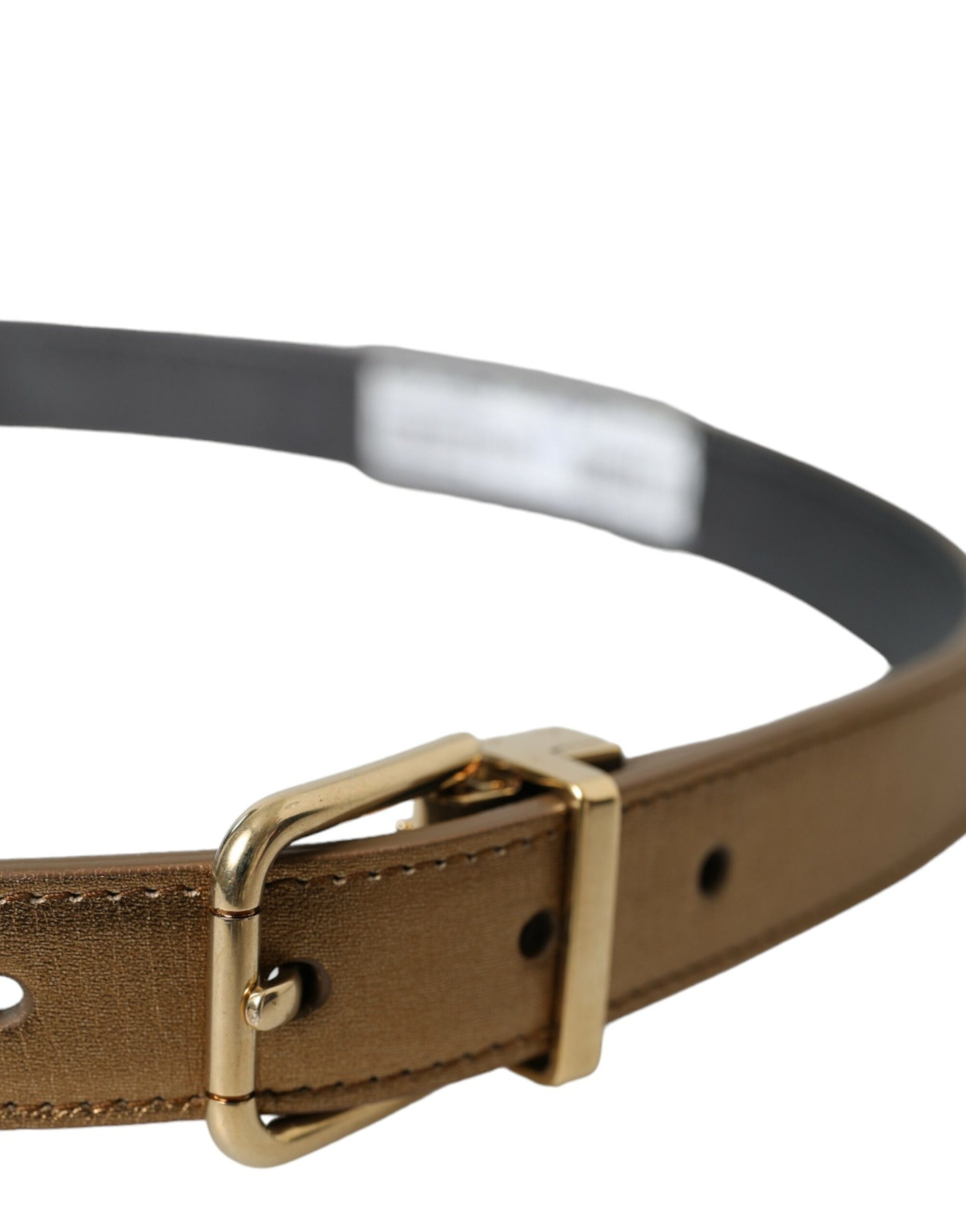 Ceinture Dolce & Gabbana en cuir de veau doré métallisé avec boucle en métal